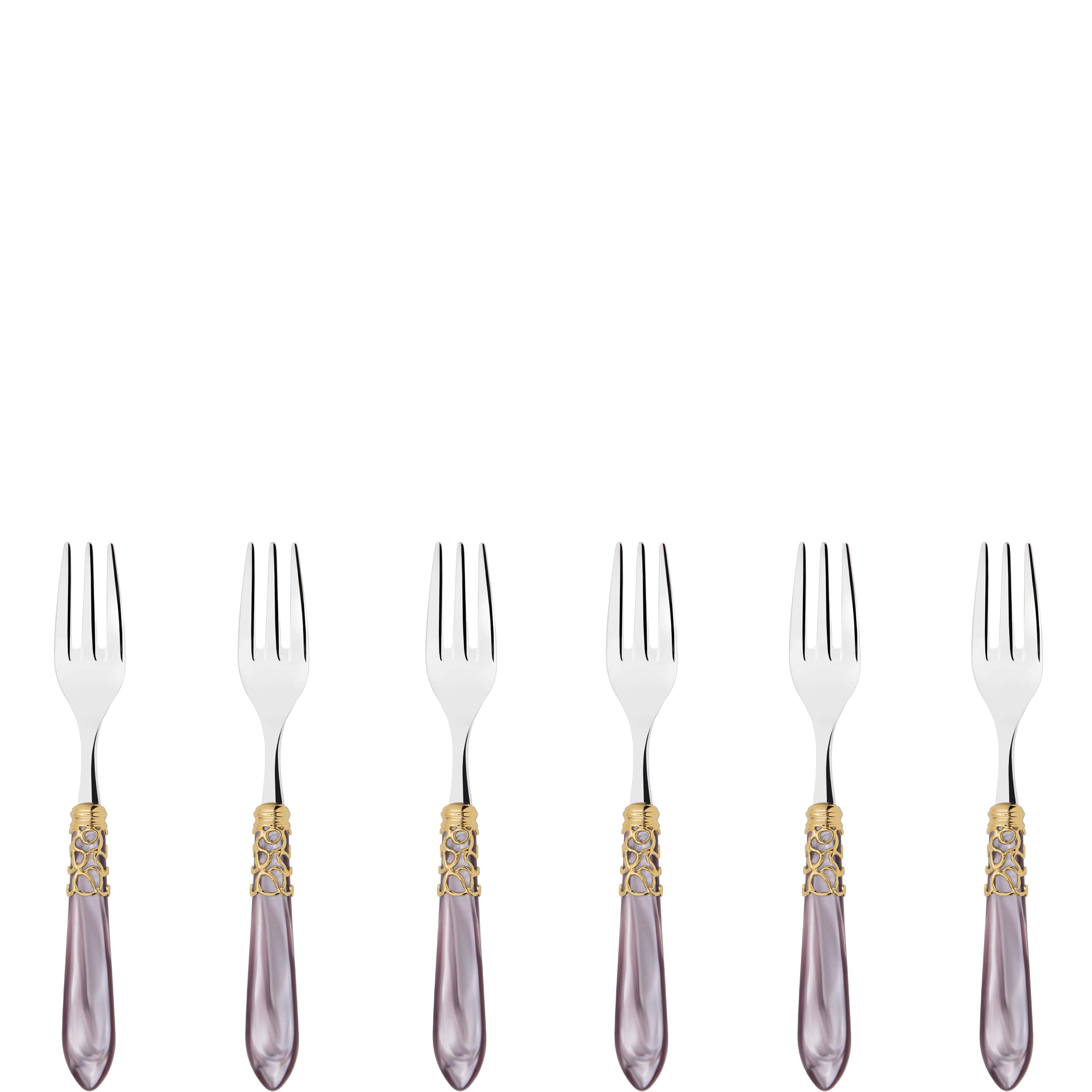 Melodia Gold Cocktail / Cake Fork Set in gift box - lilac
