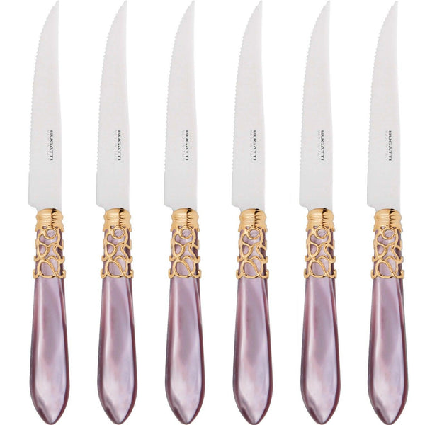 Melodia Gold 6 Piece Steak knife Set - Lilac