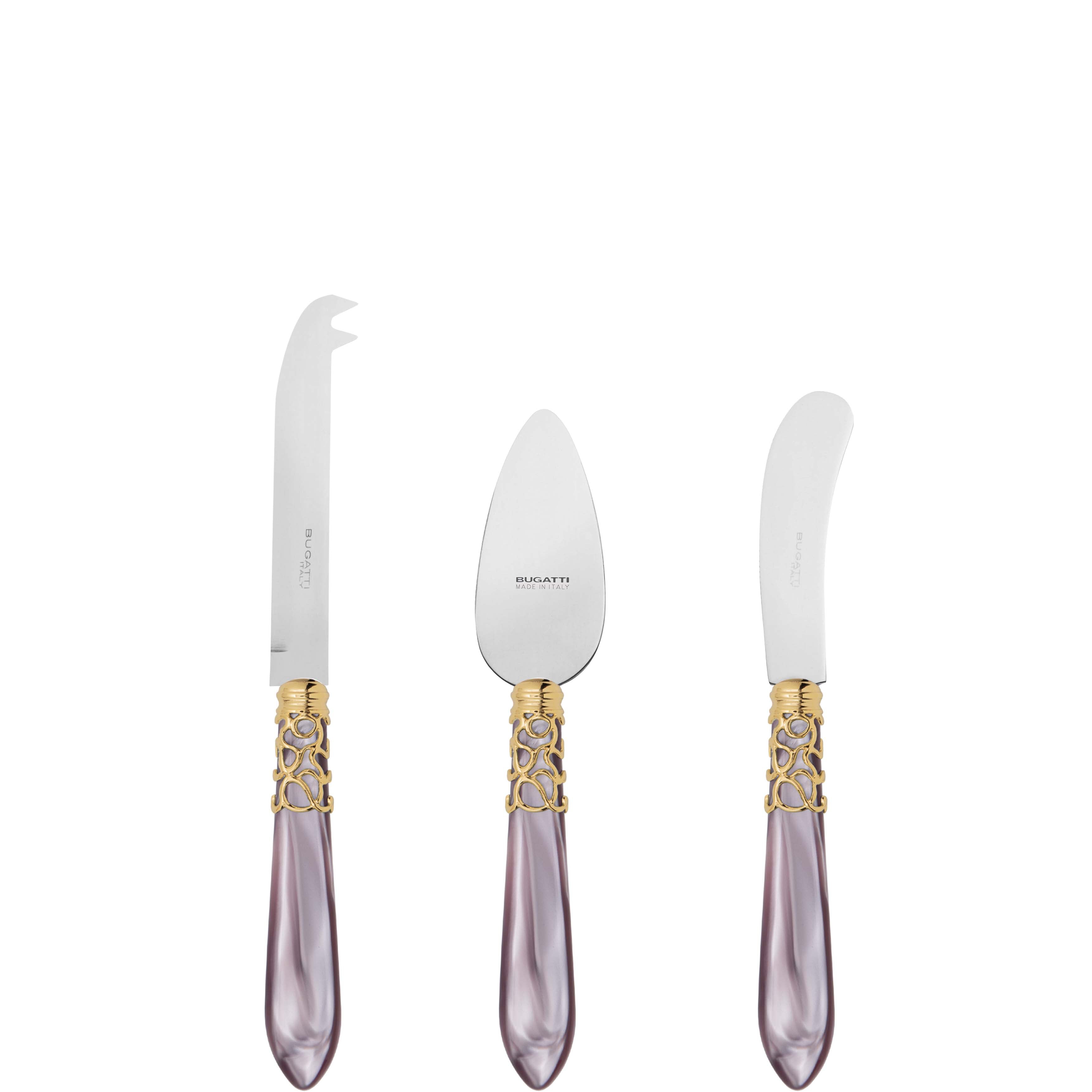 Melodia Gold 3 Piece Cheese Knife Set - lilac