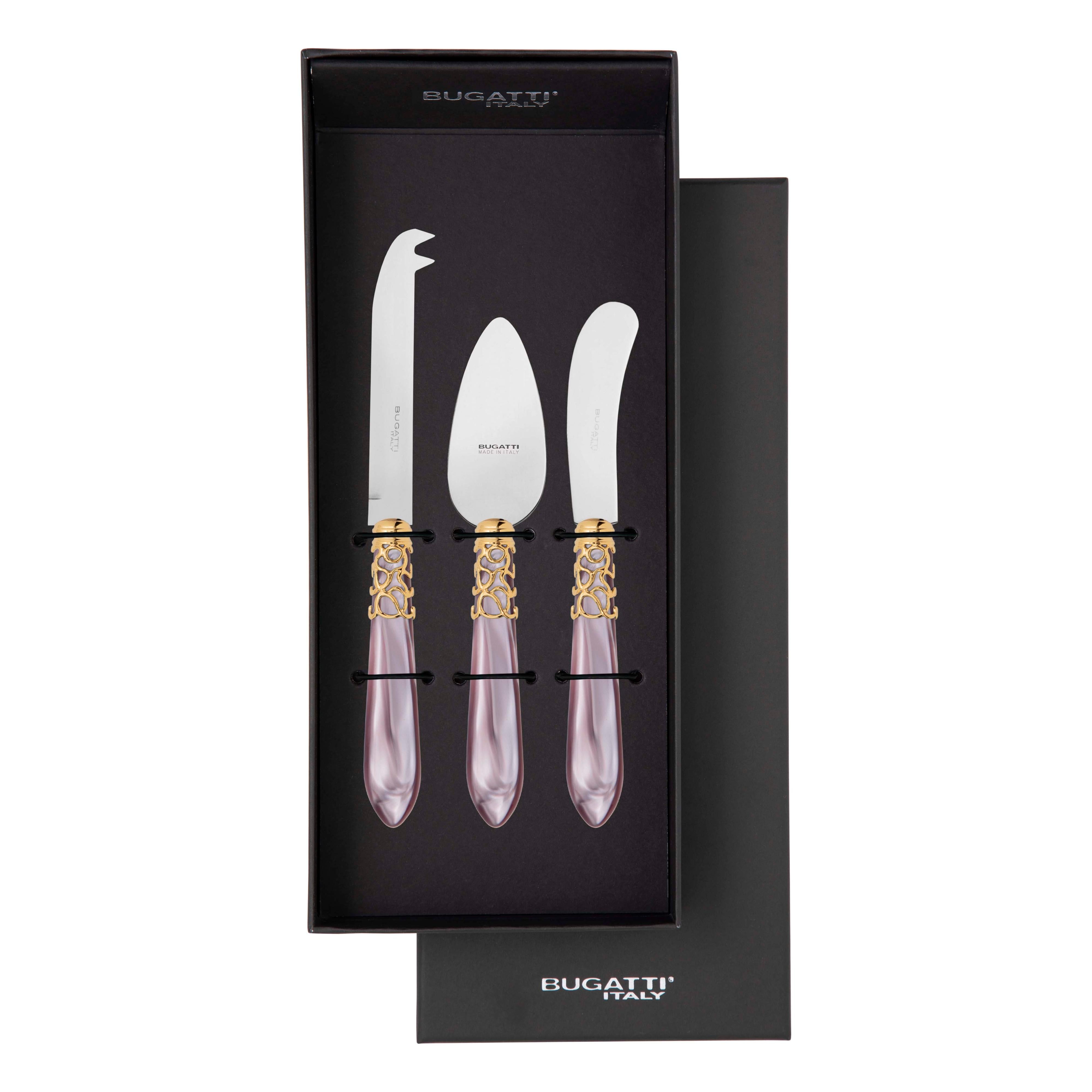 Melodia Gold 3 Piece Cheese Knife Set - lilac