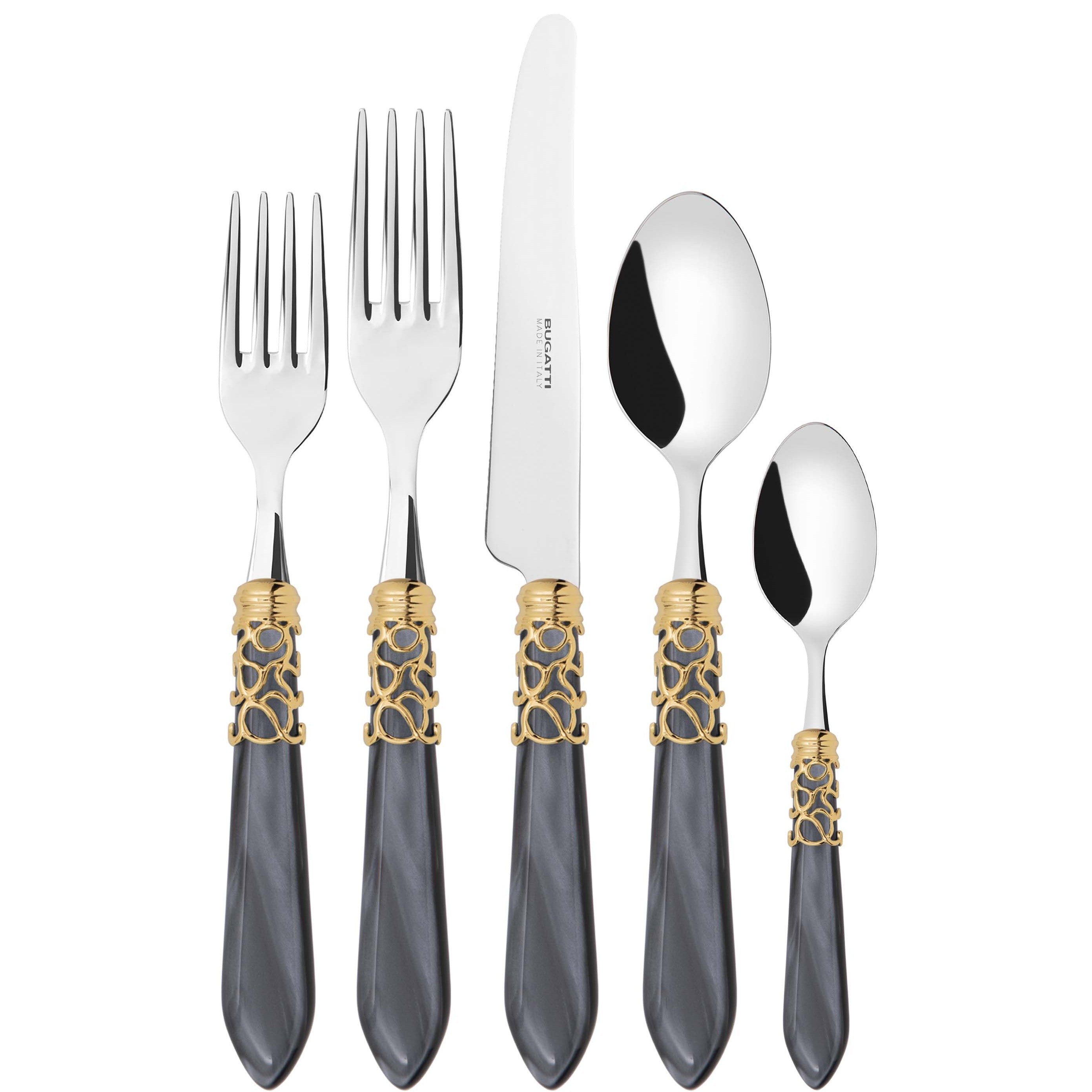 Melodia Gold 5 Piece Place setting - Charcoal