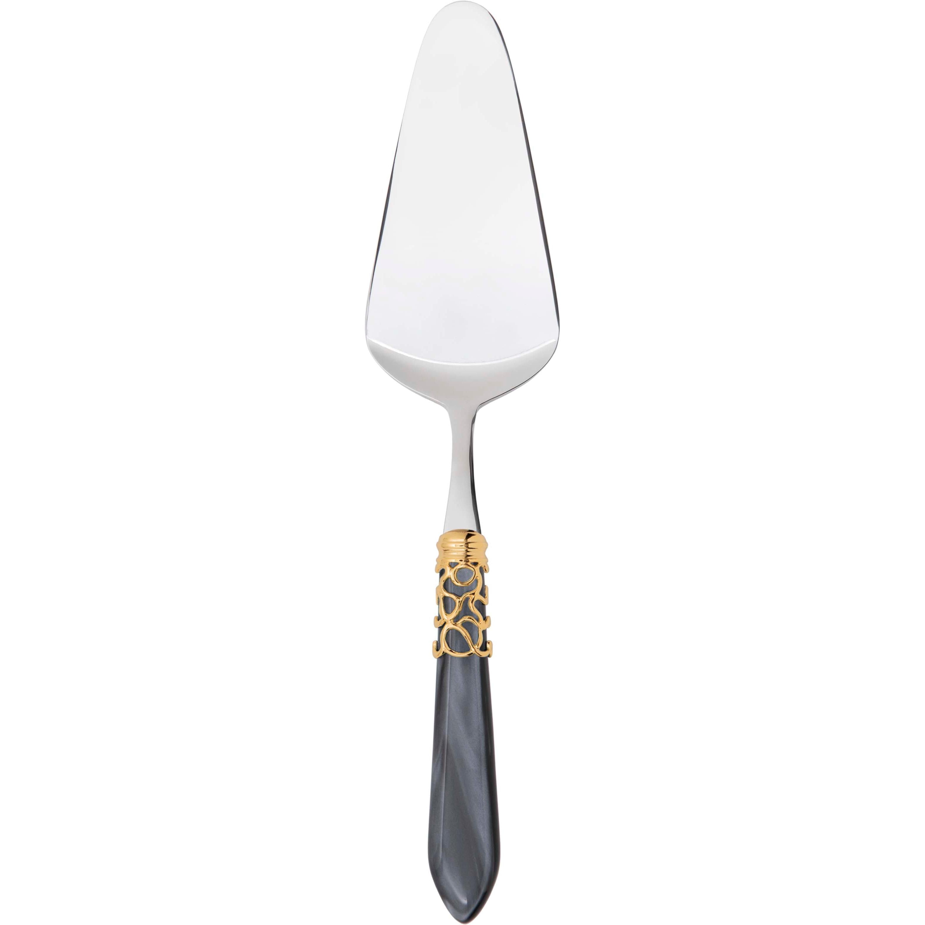 Melodia Gold Cake Server Rounded - charcoal