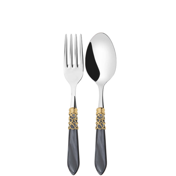 Melodia Gold 2 Piece Serving Set - Charcoal