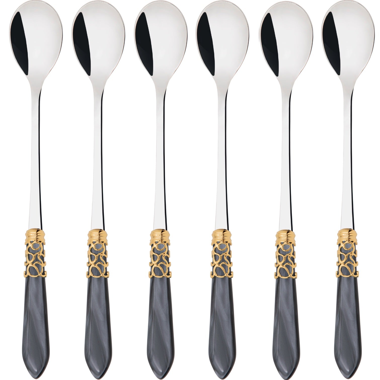 Melodia Gold Ice Tea / Cocktail Spoon Set - Charcoal