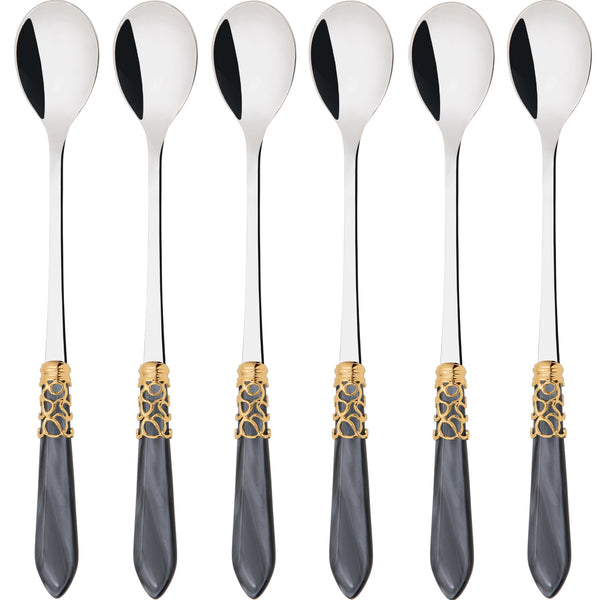 Melodia Gold Ice Tea / Cocktail Spoon Set - Charcoal