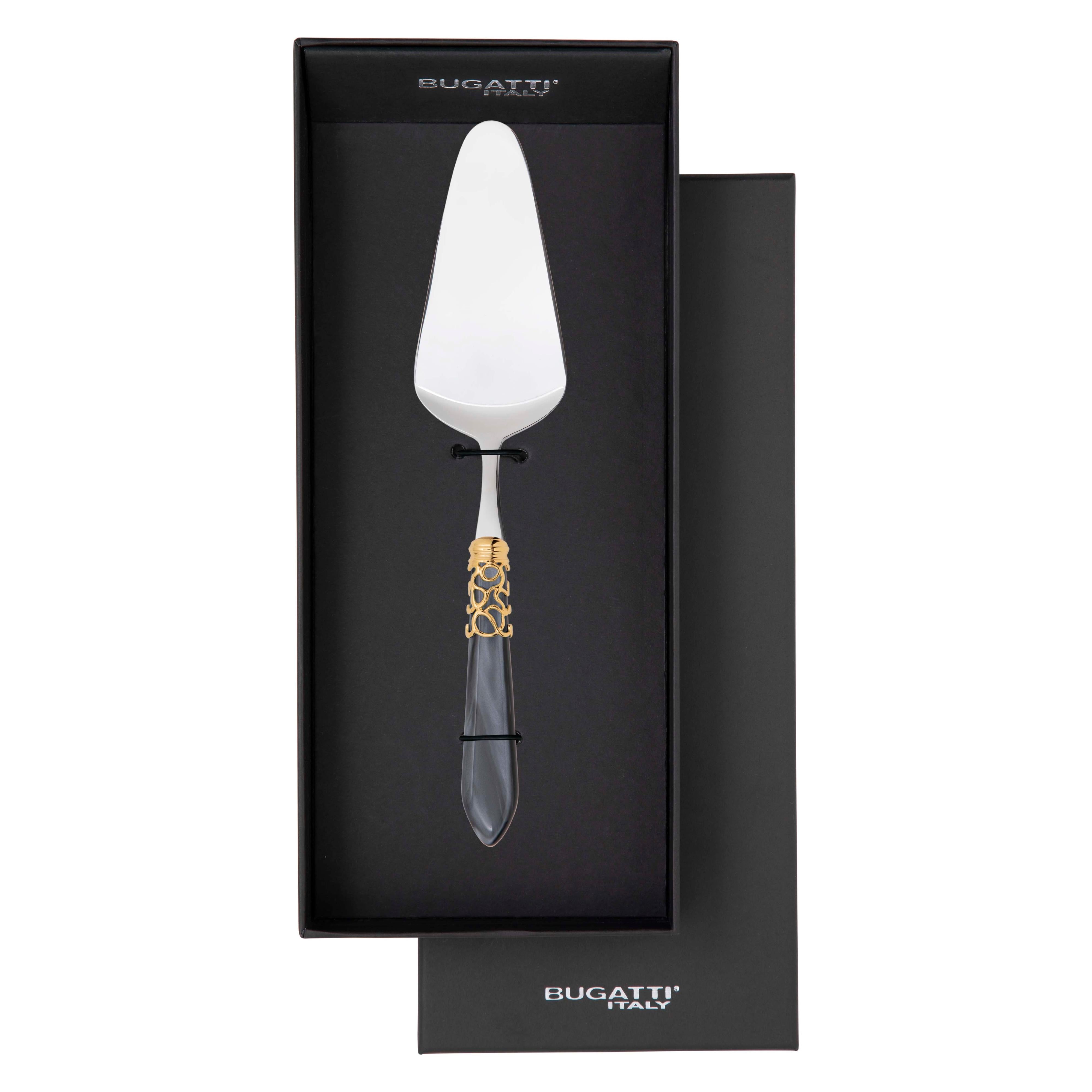 Melodia Gold Cake Server in gift box - charcoal