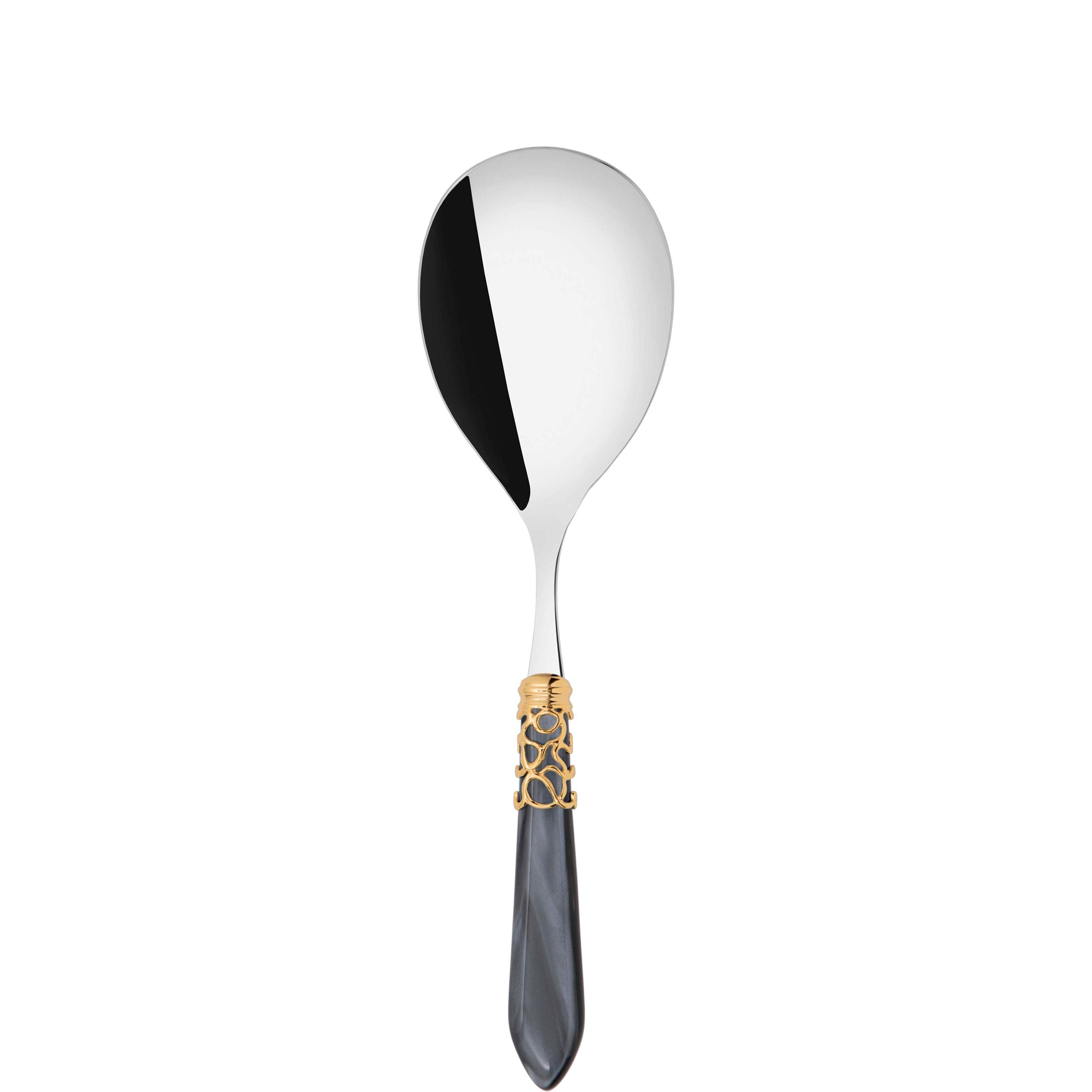 Melodia Gold Rice Casserole Serving Spoon in gift box - charcoal