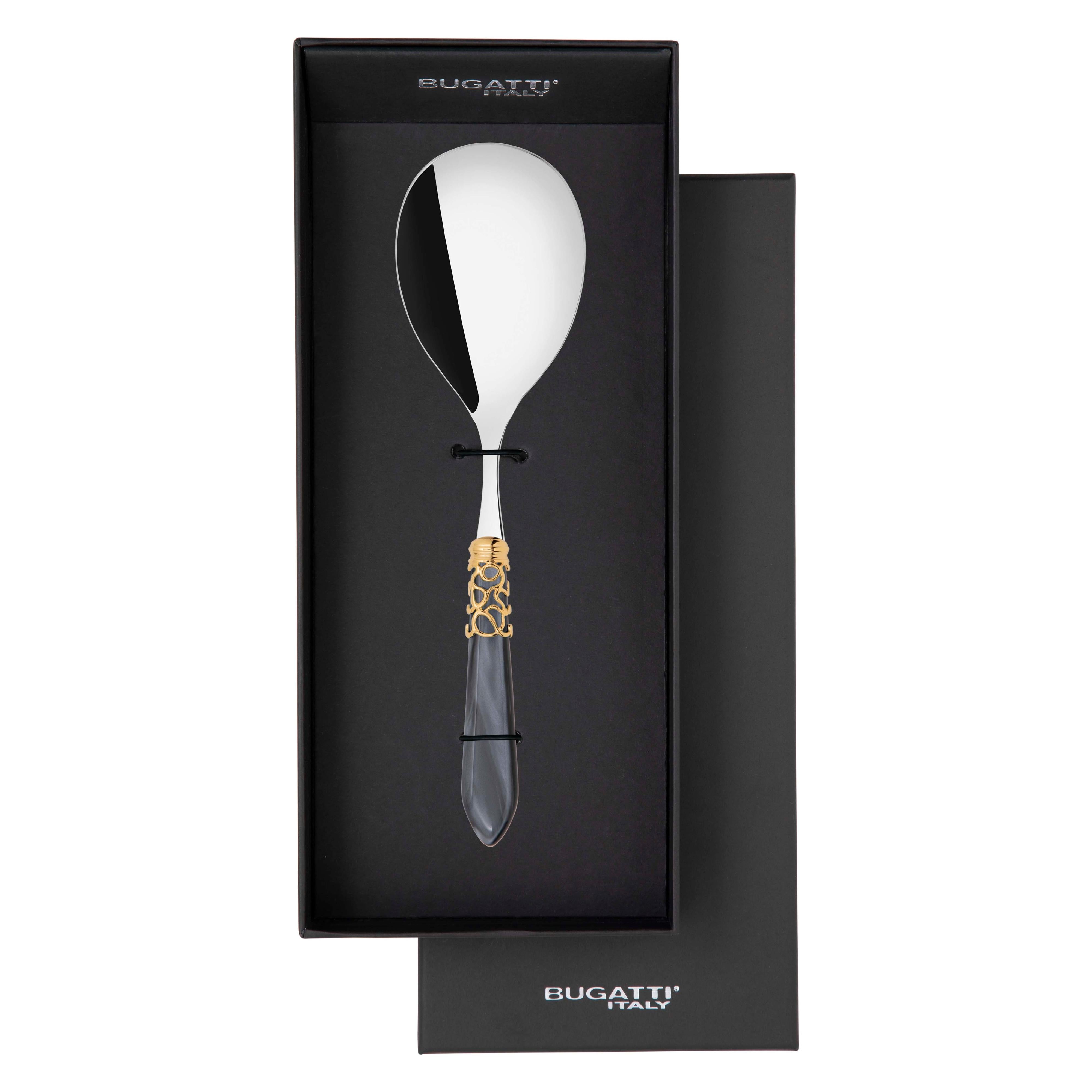 Melodia Gold Rice Casserole Serving Spoon in gift box - charcoal