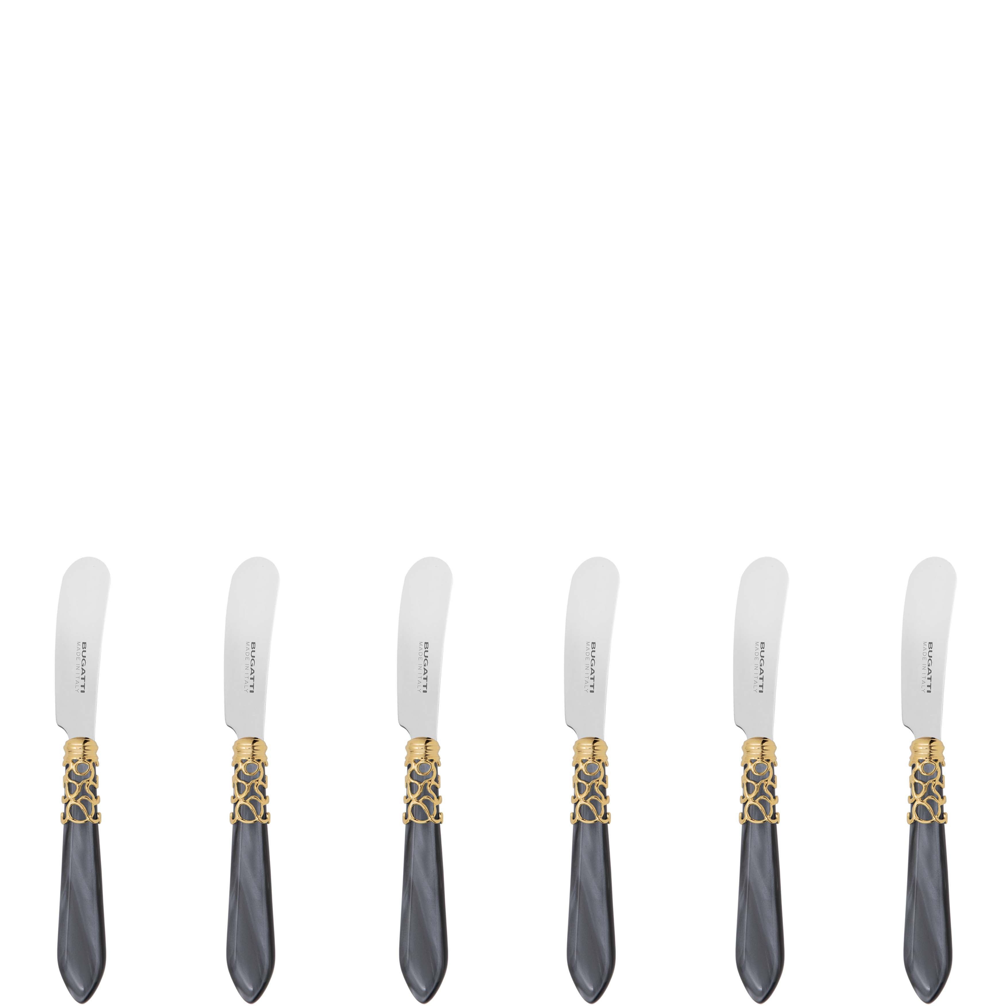 Melodia Gold Spreader / Butter Knife Set - charcoal
