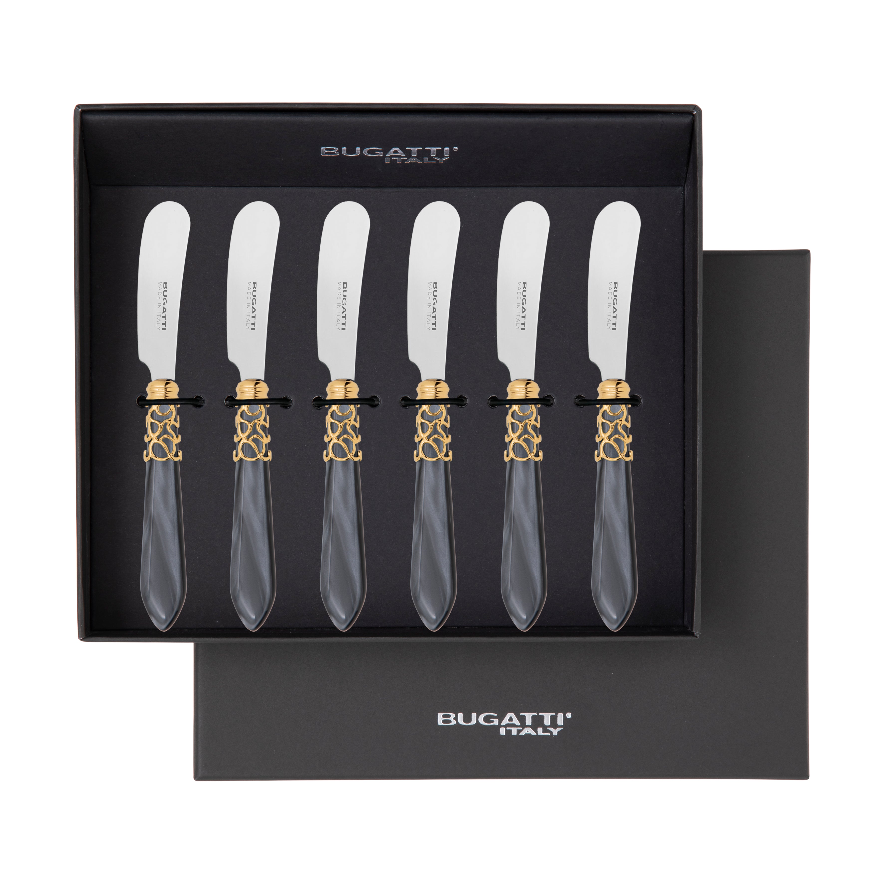 Melodia Gold Spreader / Butter Knife Set - charcoal