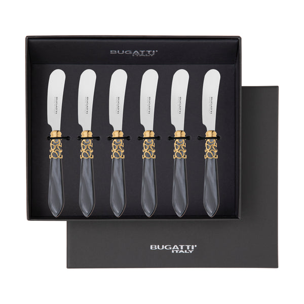 Melodia Gold Spreader / Butter Knife Set - Charcoal