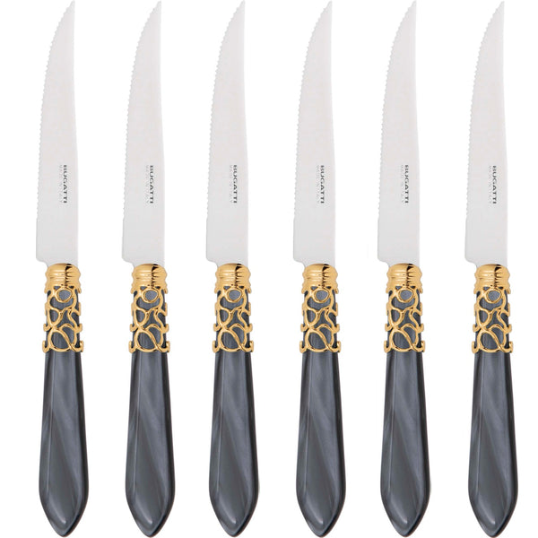 Melodia Gold 6 Piece Steak knife Set - Charcoal