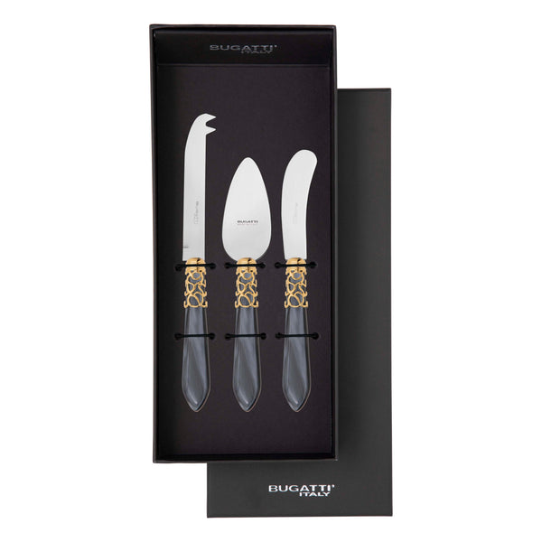 Melodia Gold 3 Piece Cheese Knife Set - Charcoal