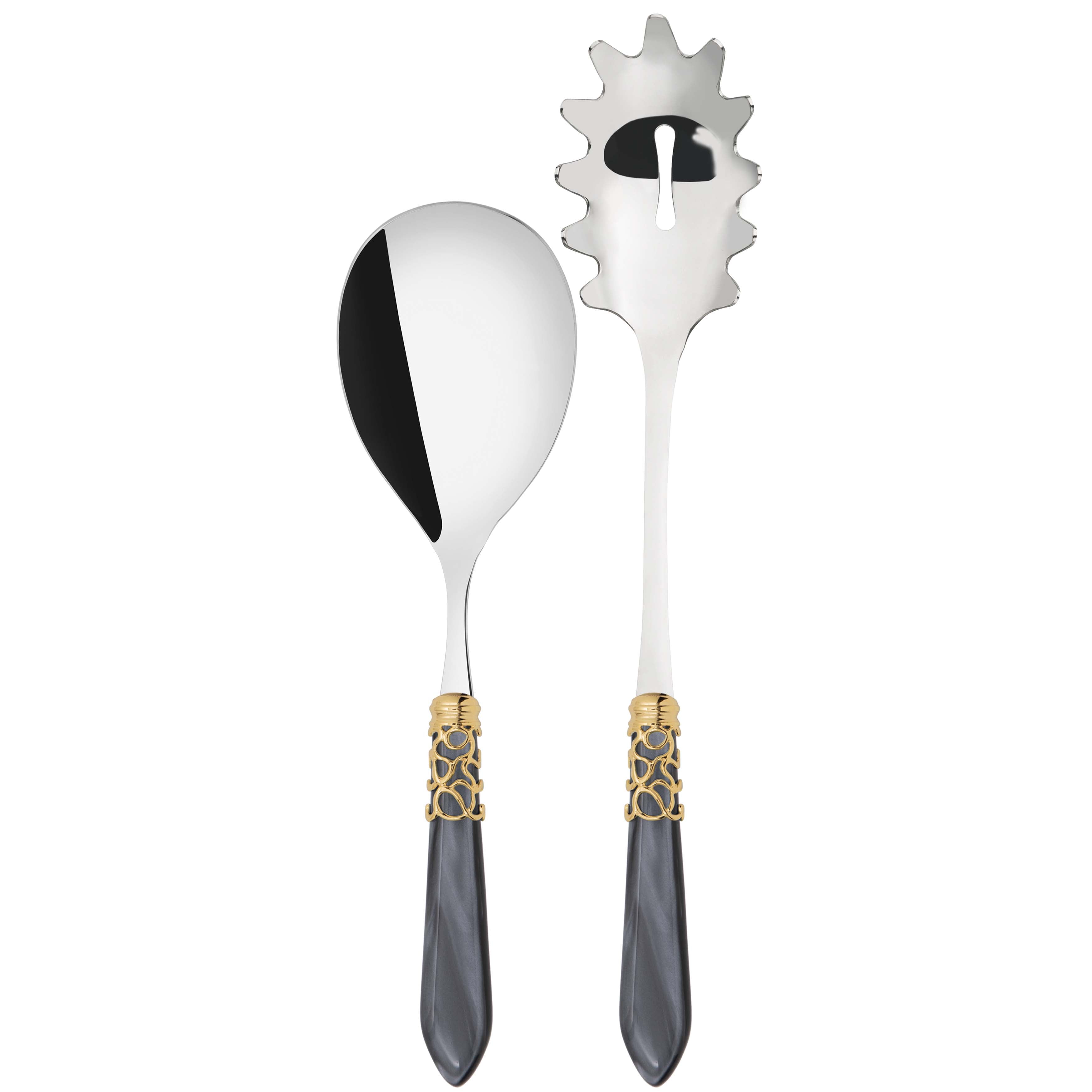 Melodia Gold 2 Piece Pasta Set in gift box - charcoal