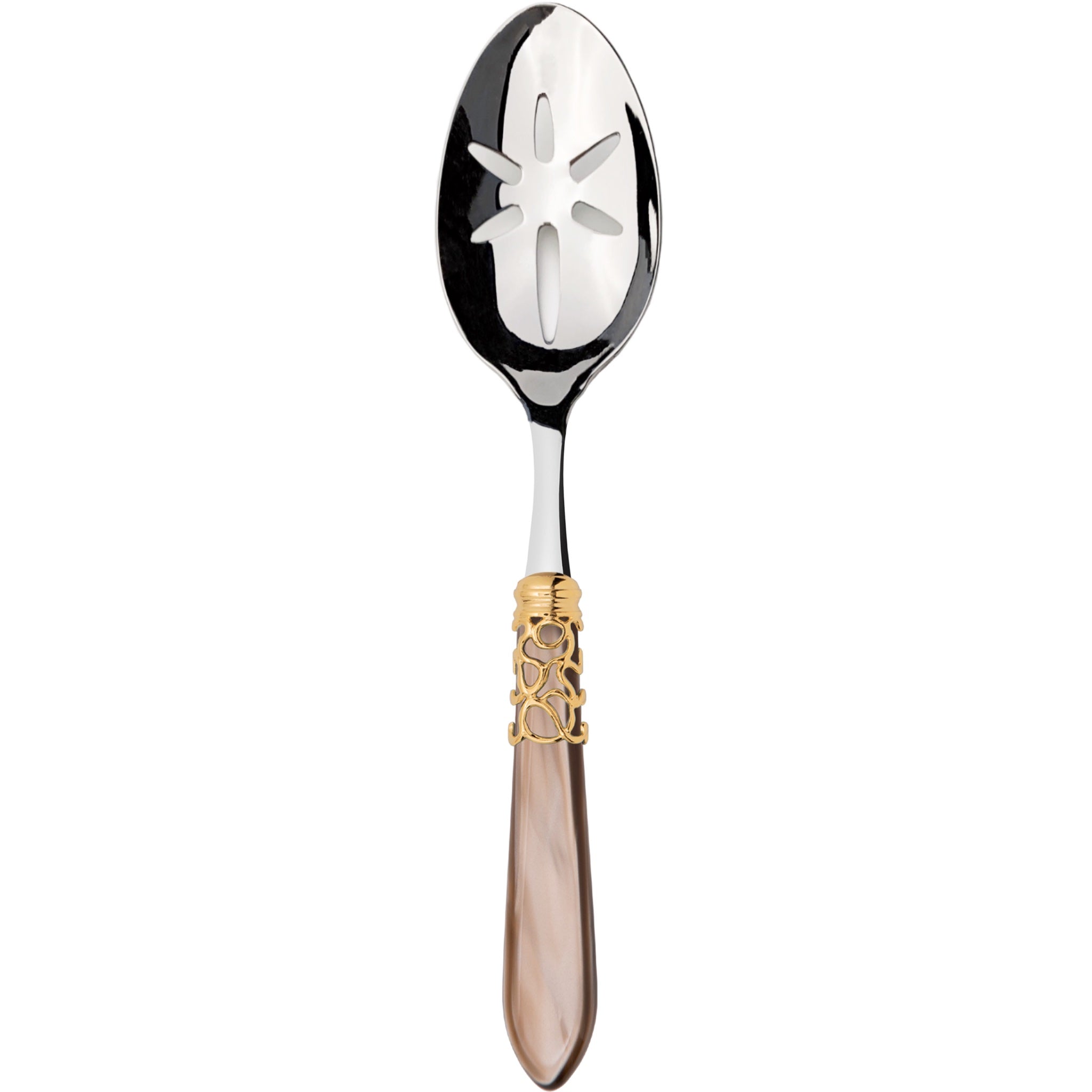 Melodia Gold Slotted Serving Spoon - Taupe
