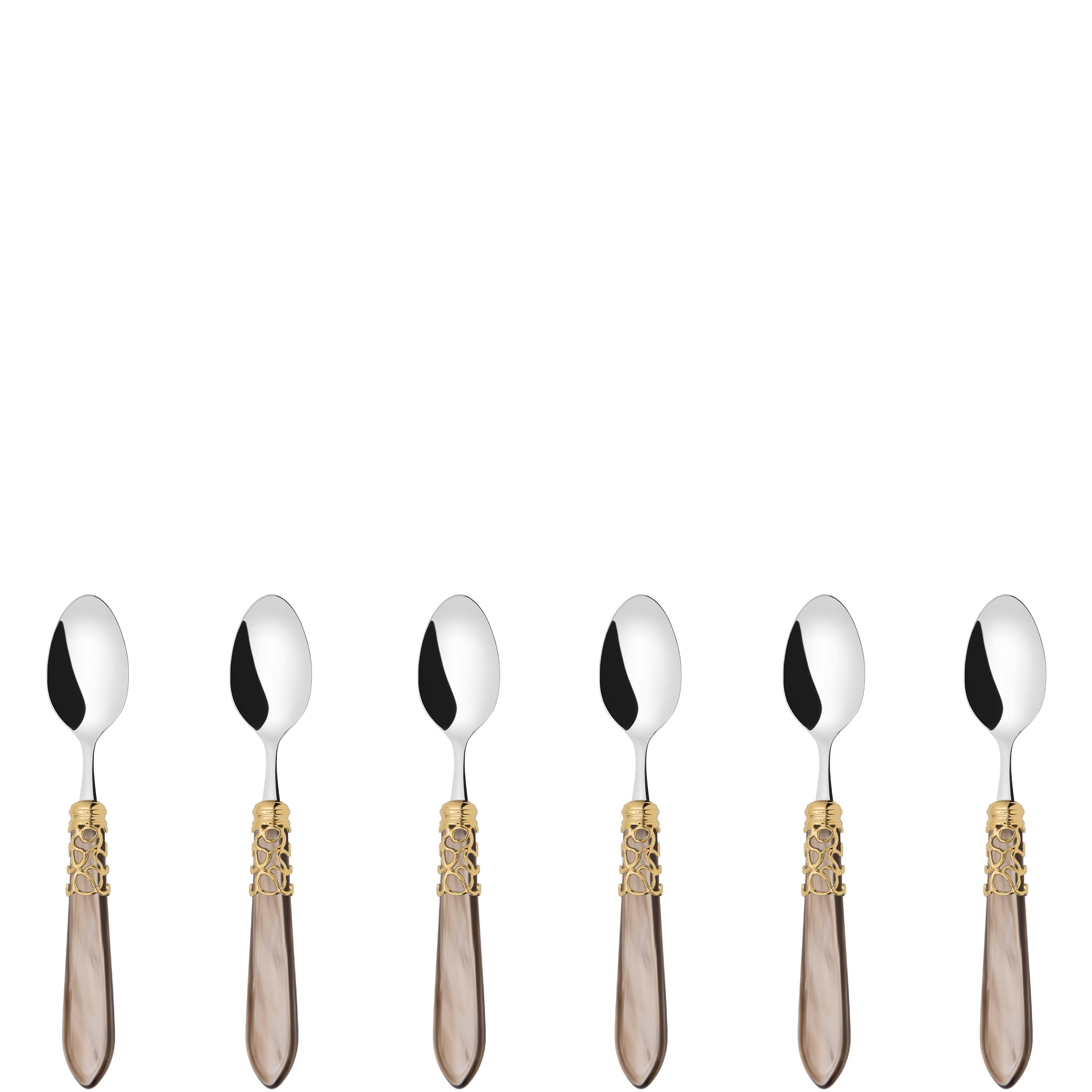 Melodia Gold 6 Piece Moka Spoon Set in gift box taupe
