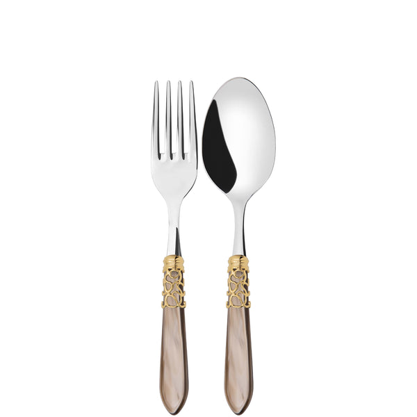 Melodia Gold 2 Piece Serving Set - Taupe