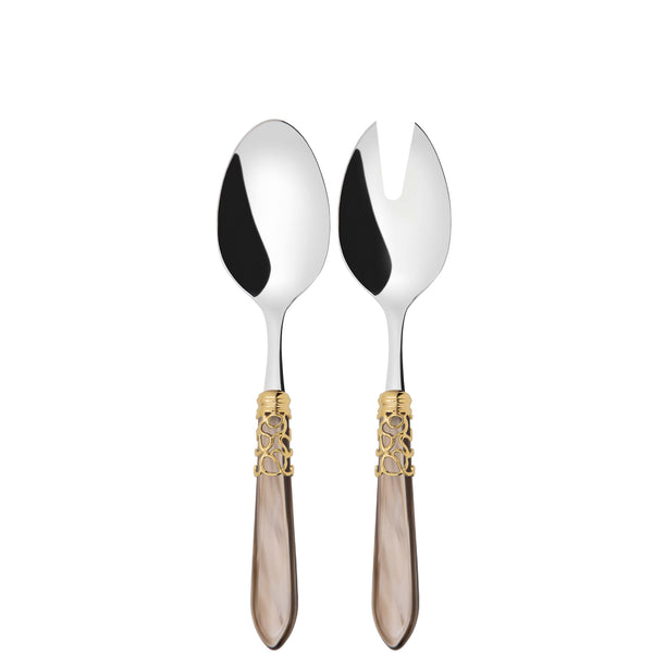 Melodia Gold 2 Piece Salad Servers - Taupe