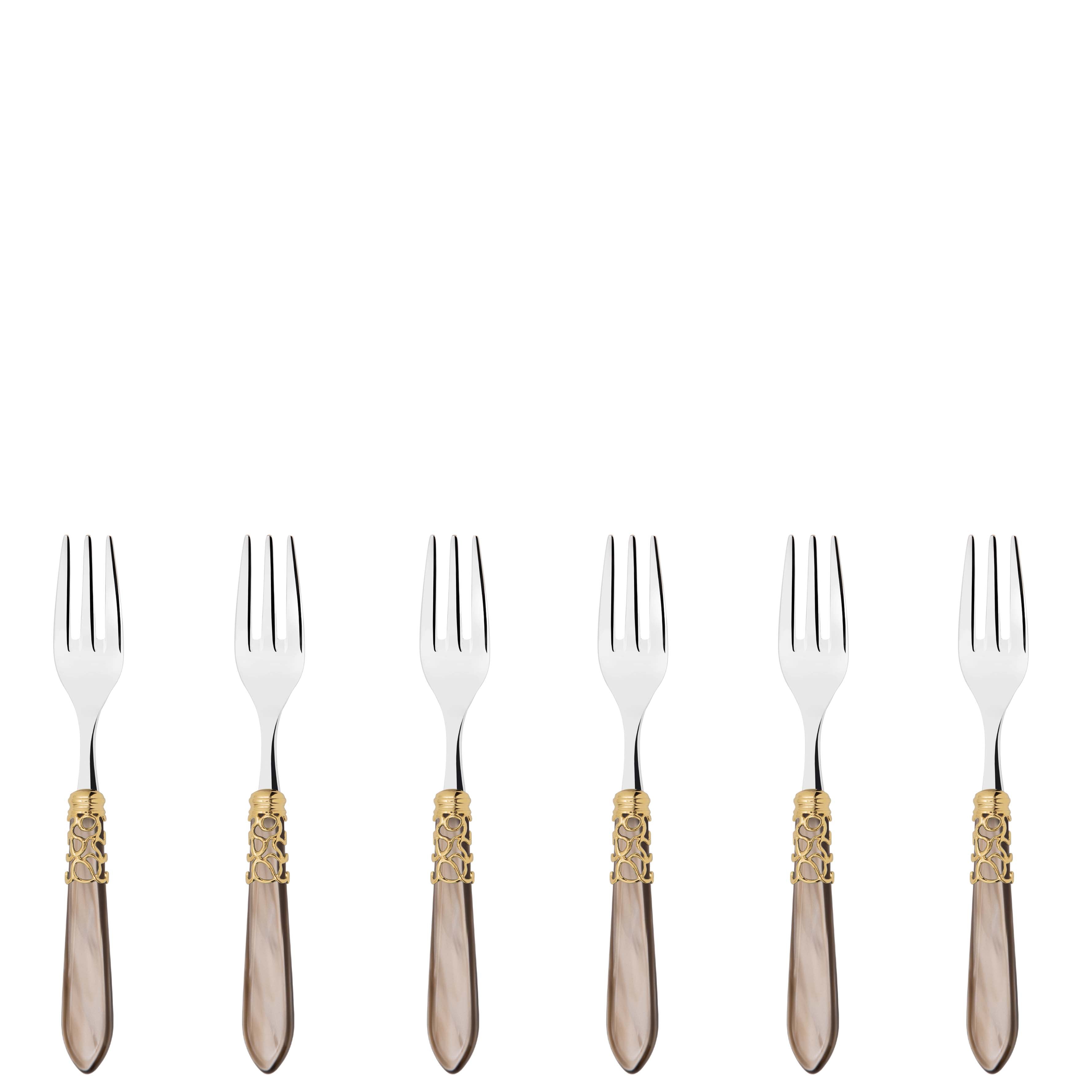 Melodia Gold Cocktail / Cake Fork Set in gift box - taupe