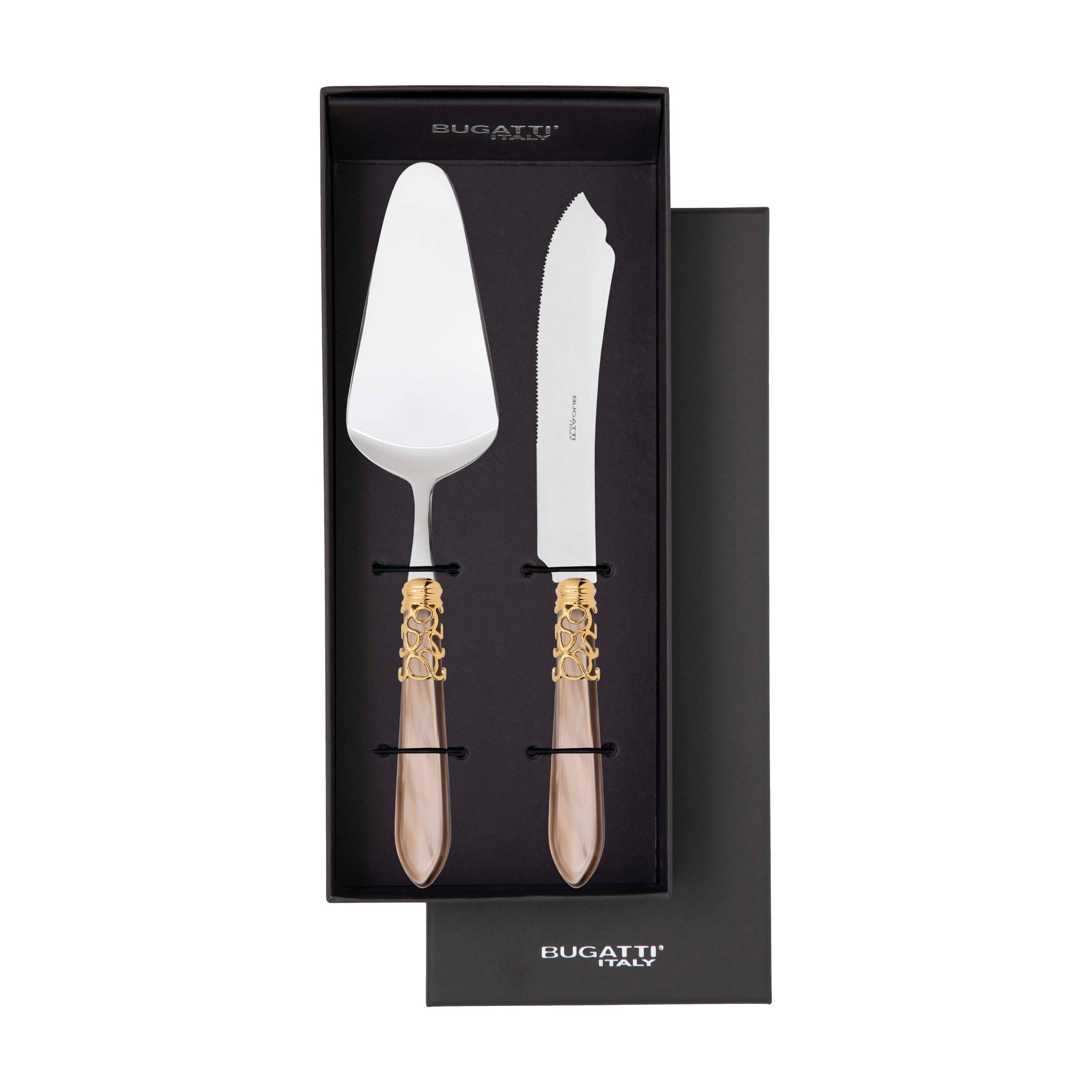 Melodia Gold 2 Piece Cake Serving set - Taupe