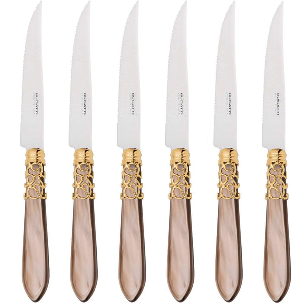 Melodia Gold 6 Piece Steak knife Set - Taupe