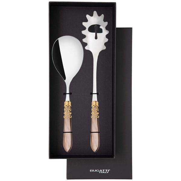 Melodia Gold 2 Piece Pasta Set in gift box - Taupe