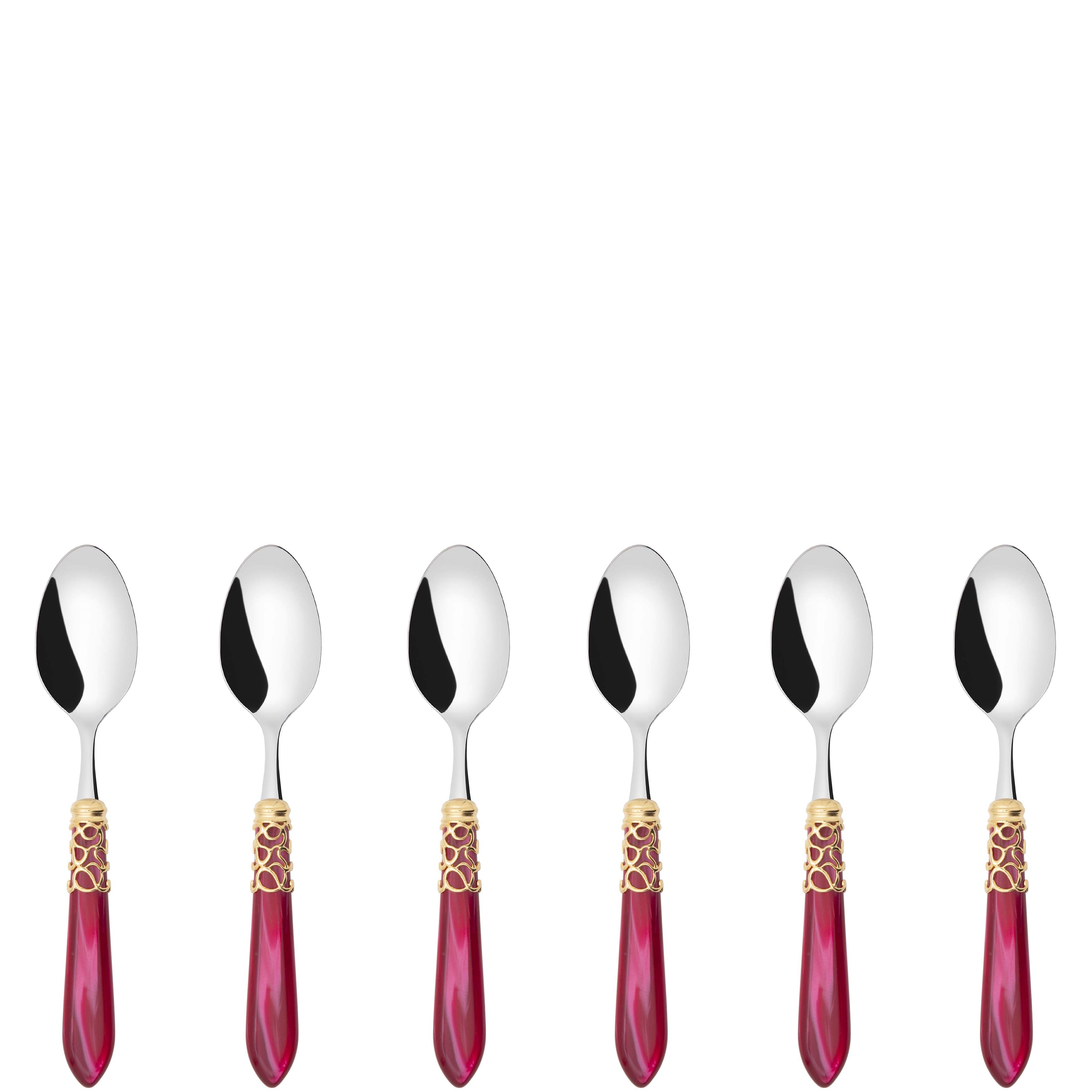 Melodia Gold 6 Piece Coffee Spoon Set in gift box - raspberry