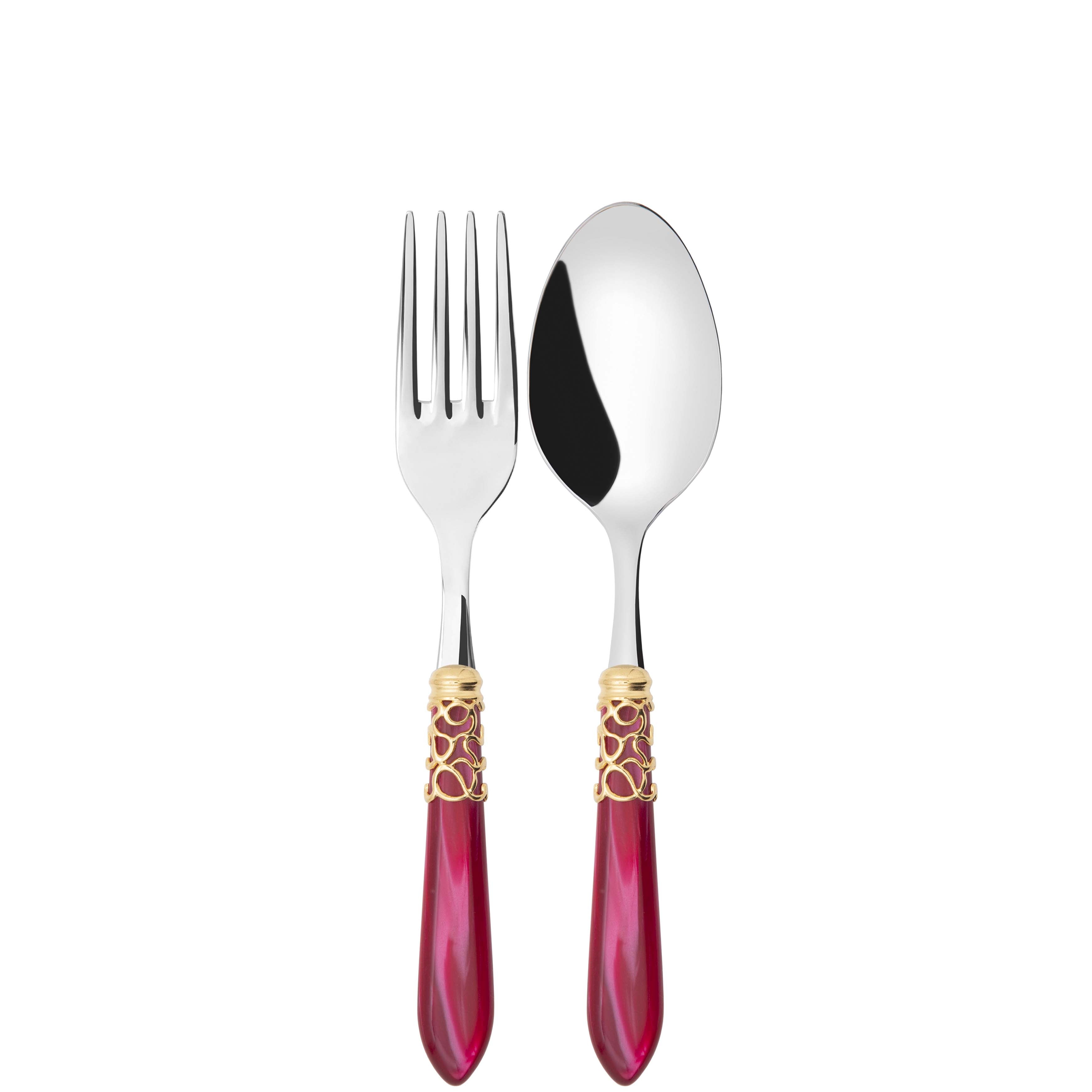 Melodia Gold 2 Piece Serving Set - Raspberry