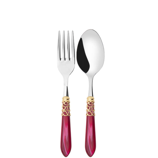 Melodia Gold 2 Piece Serving Set - Raspberry