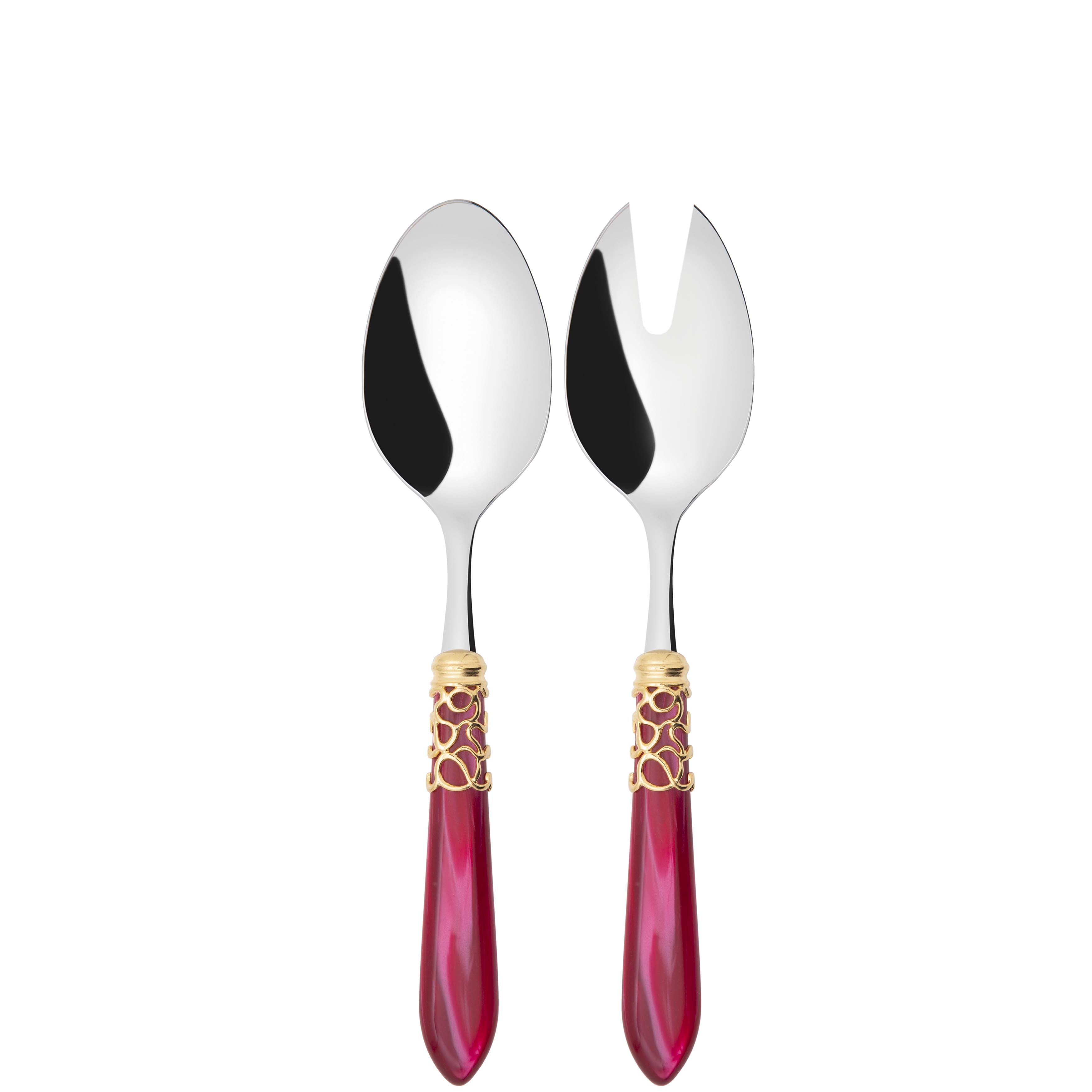 Melodia Gold 2 Piece Salad Servers - Raspberry