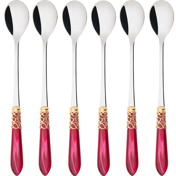 Melodia Gold Ice Tea / Cocktail Spoon Set - Raspberry