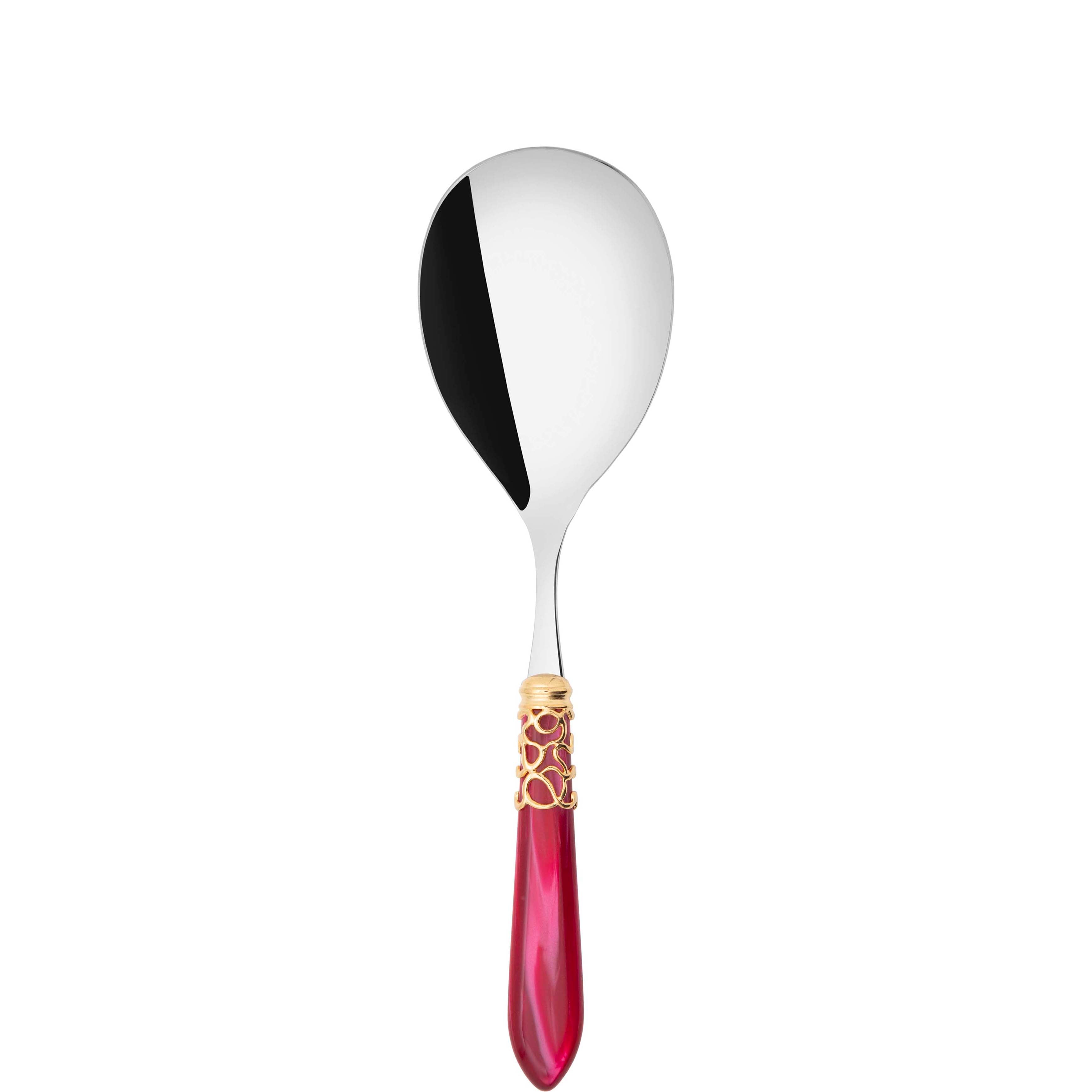 Melodia Gold Rice Casserole Serving Spoon in gift box - raspberry