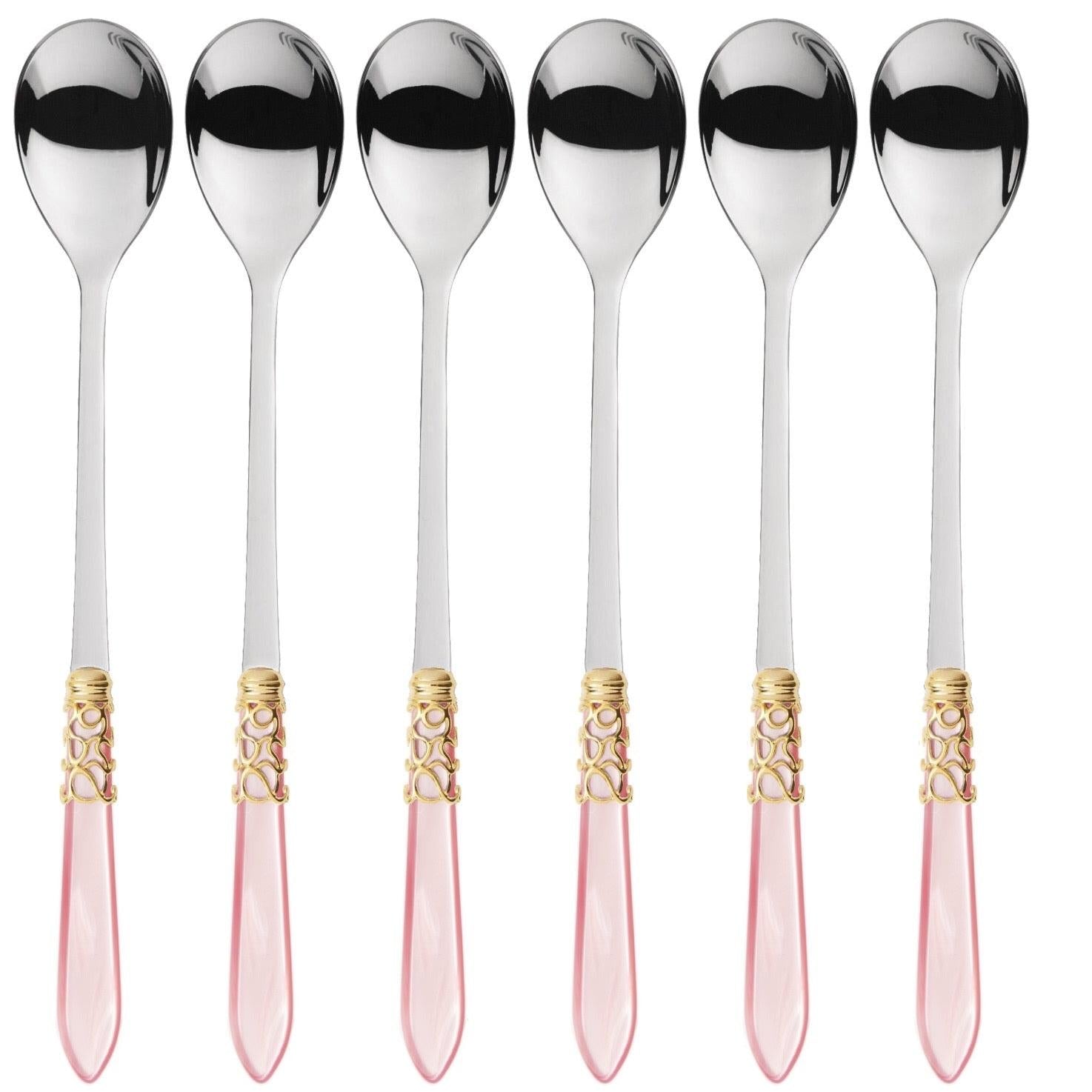 Melodia Gold Ice Tea / Cocktail Spoon Set - Pink