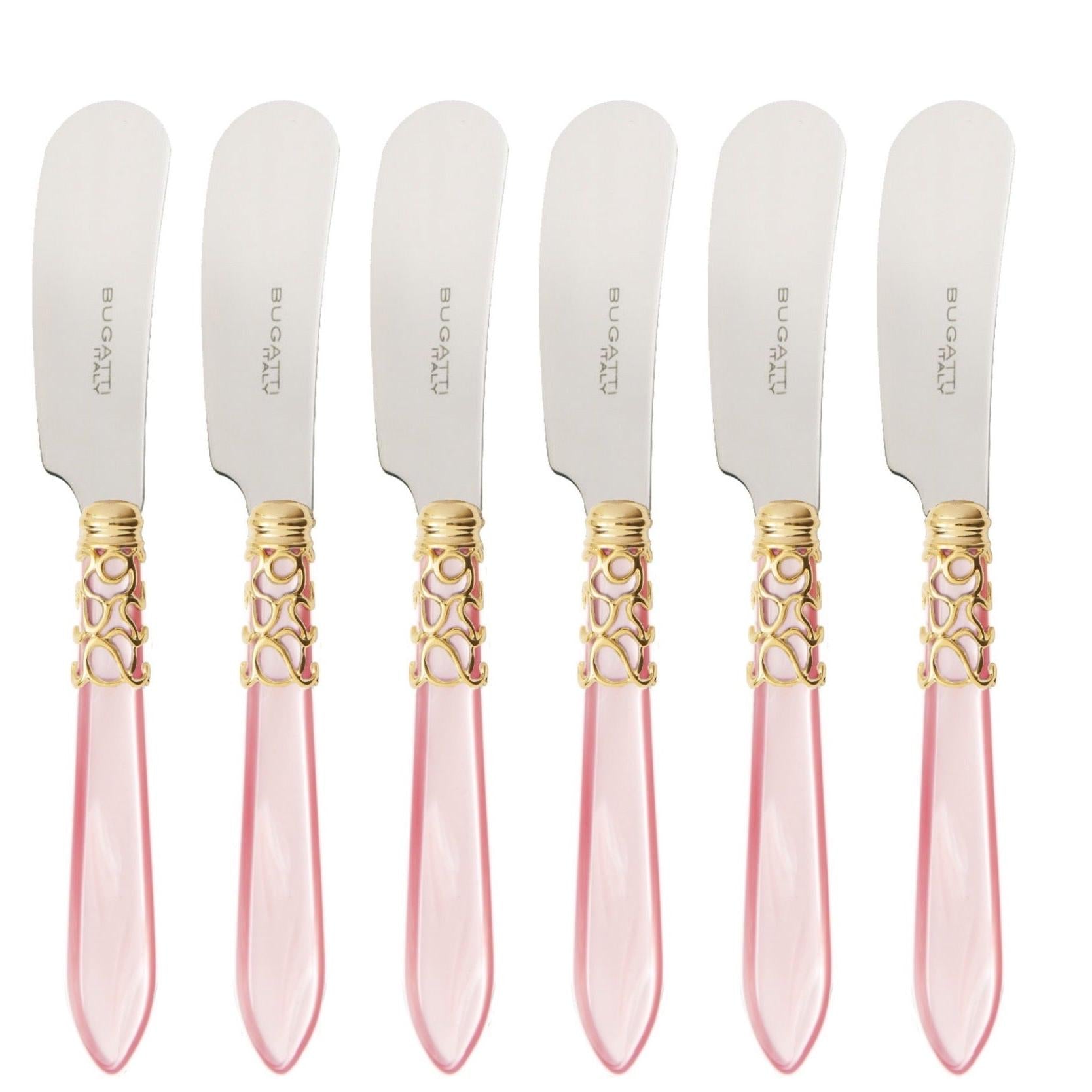 Melodia Gold Spreader / Butter Knife Set - Pink