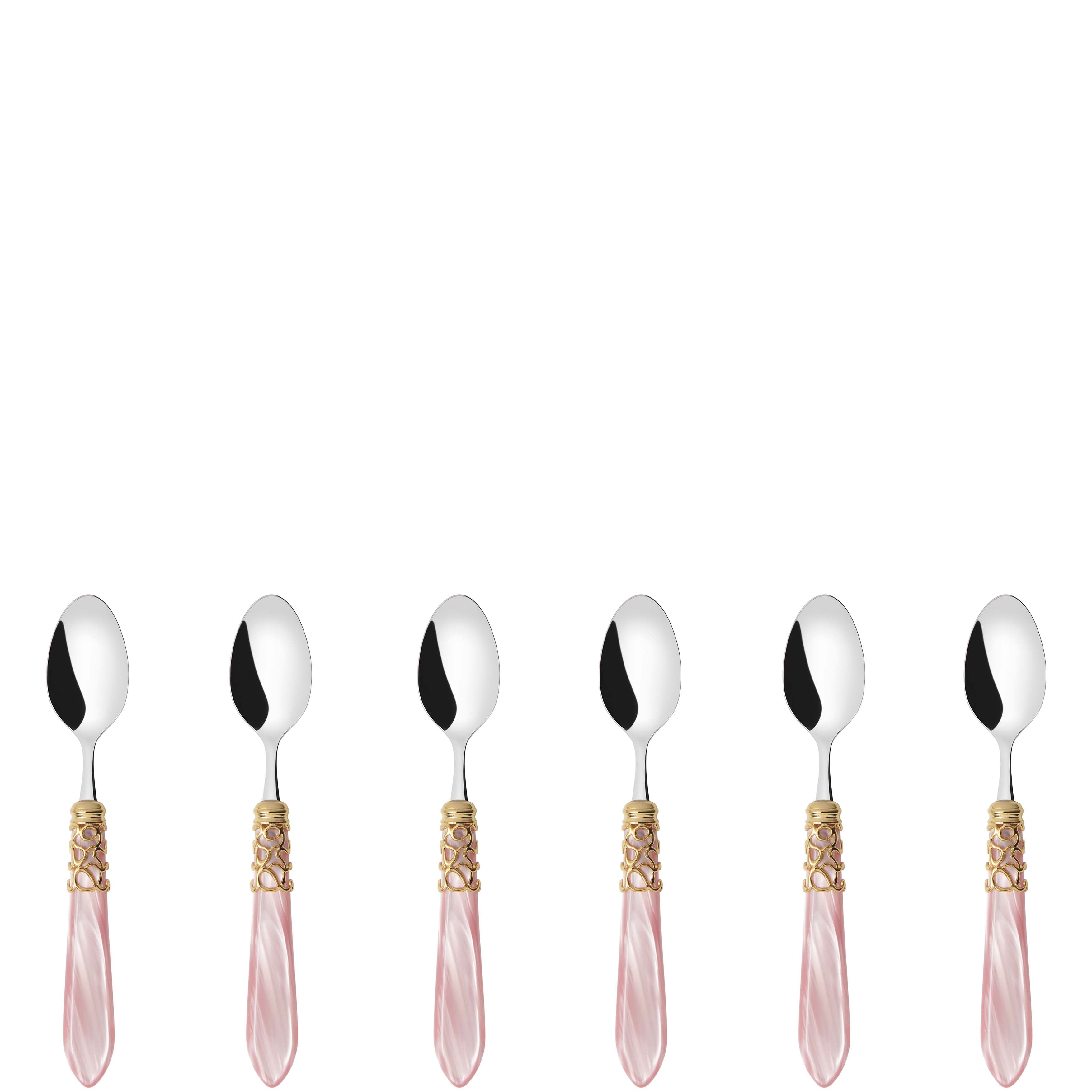 Melodia Gold 6 Piece Moka Spoon Set in gift box pink