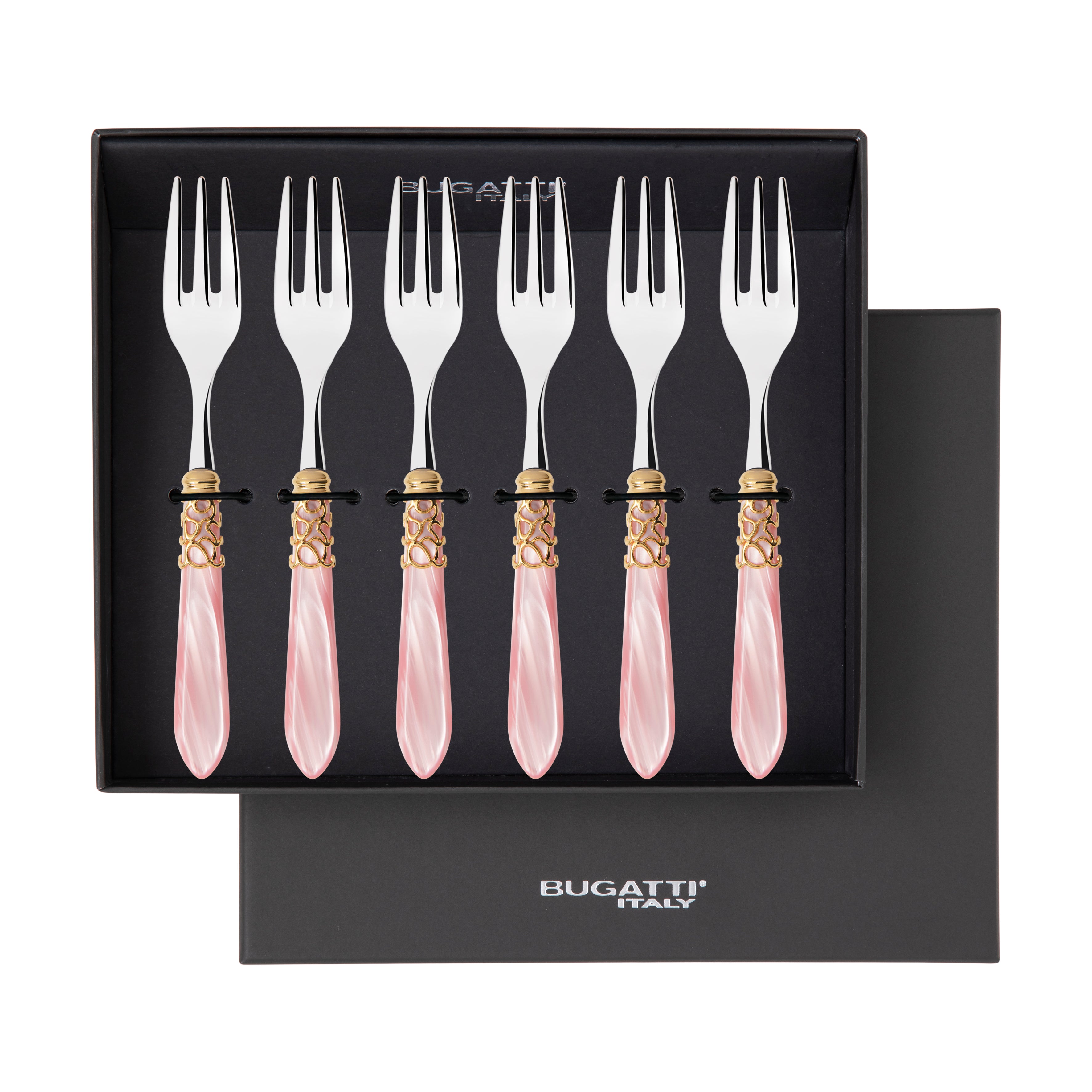 Melodia Gold Cake / Cocktail Forks Set - pink