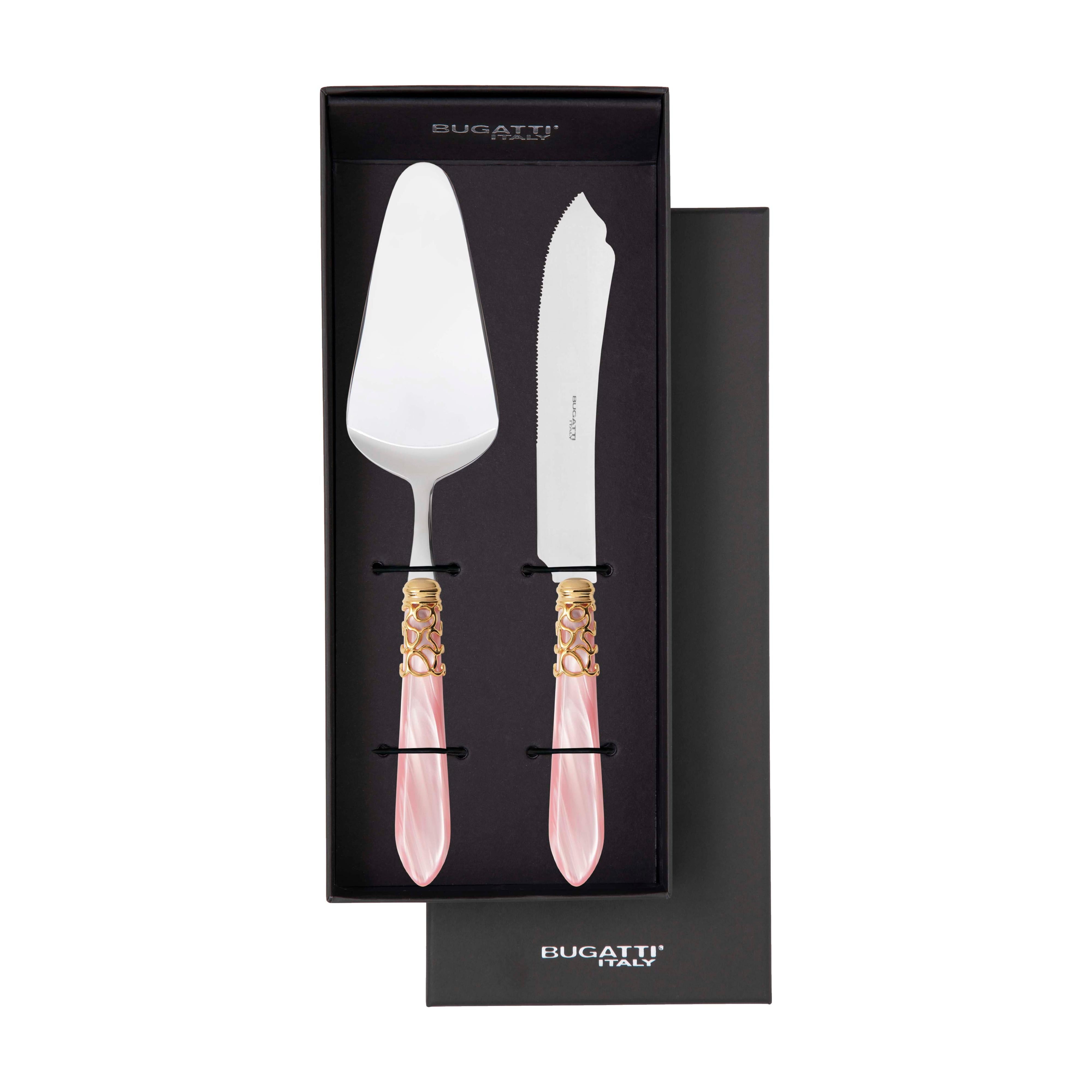 Melodia Gold 2 Piece Cake Serving set - Pink