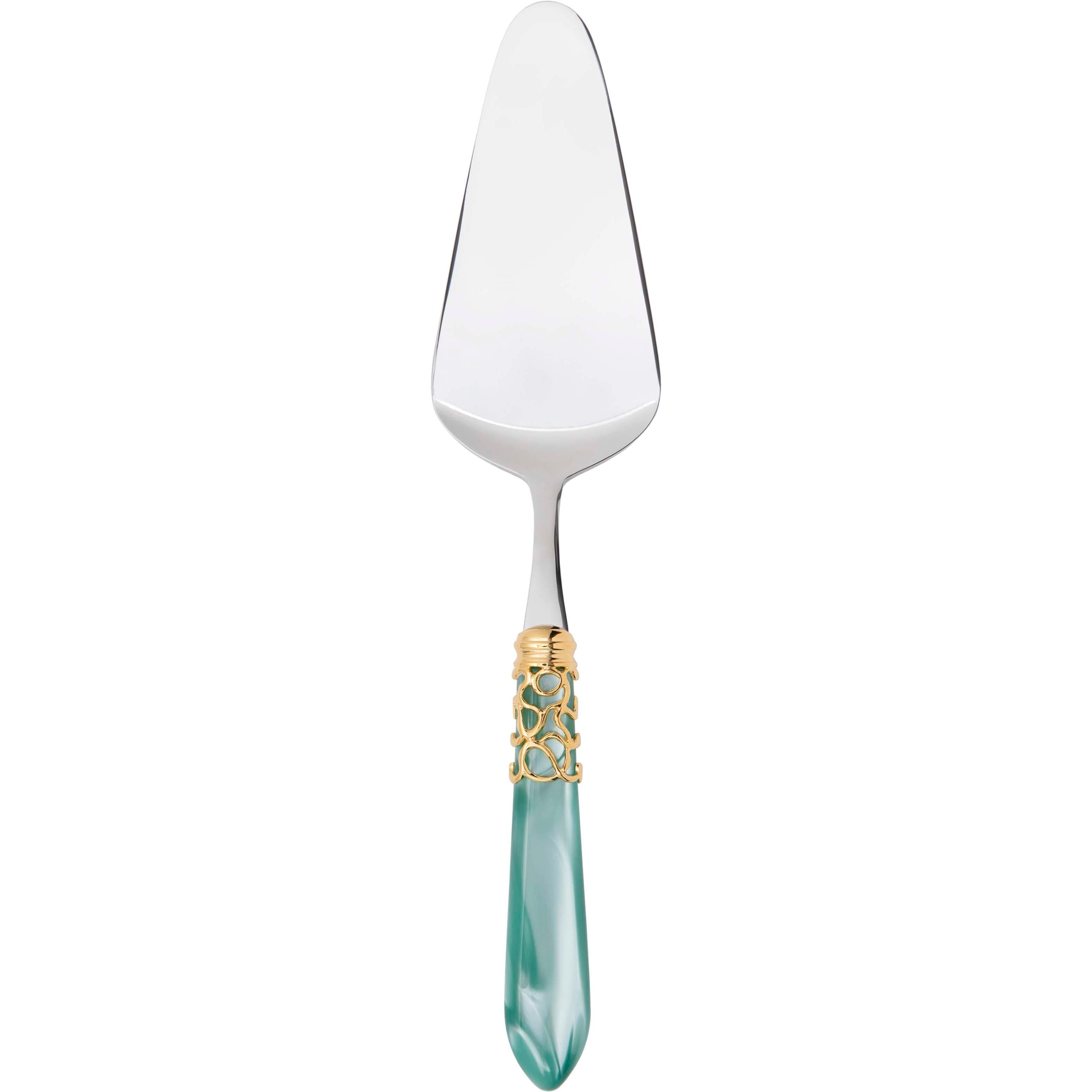 Melodia Gold Cake Server  Rounded - aqua