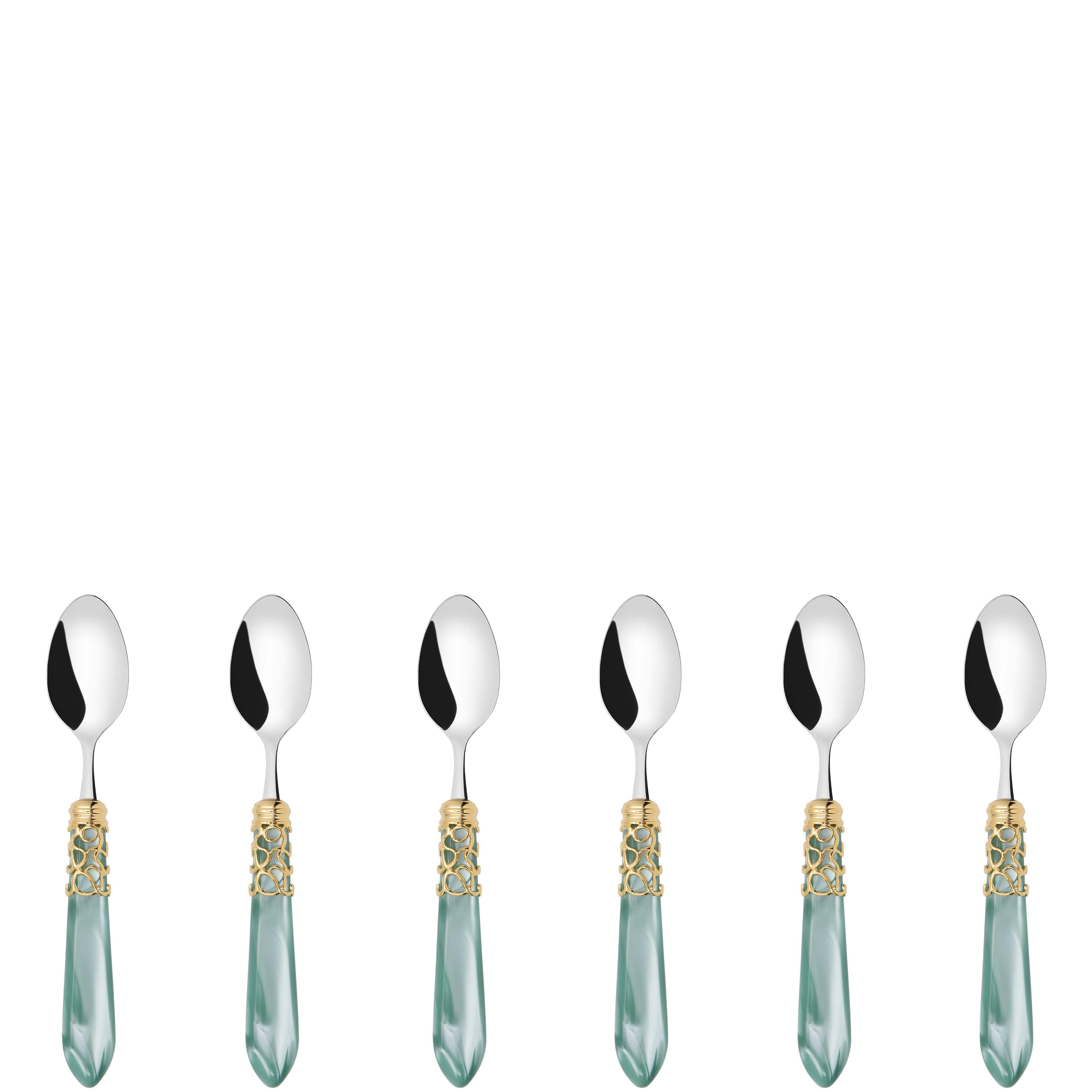 Melodia Gold 6 Piece Moka Spoon Set in gift box aqua