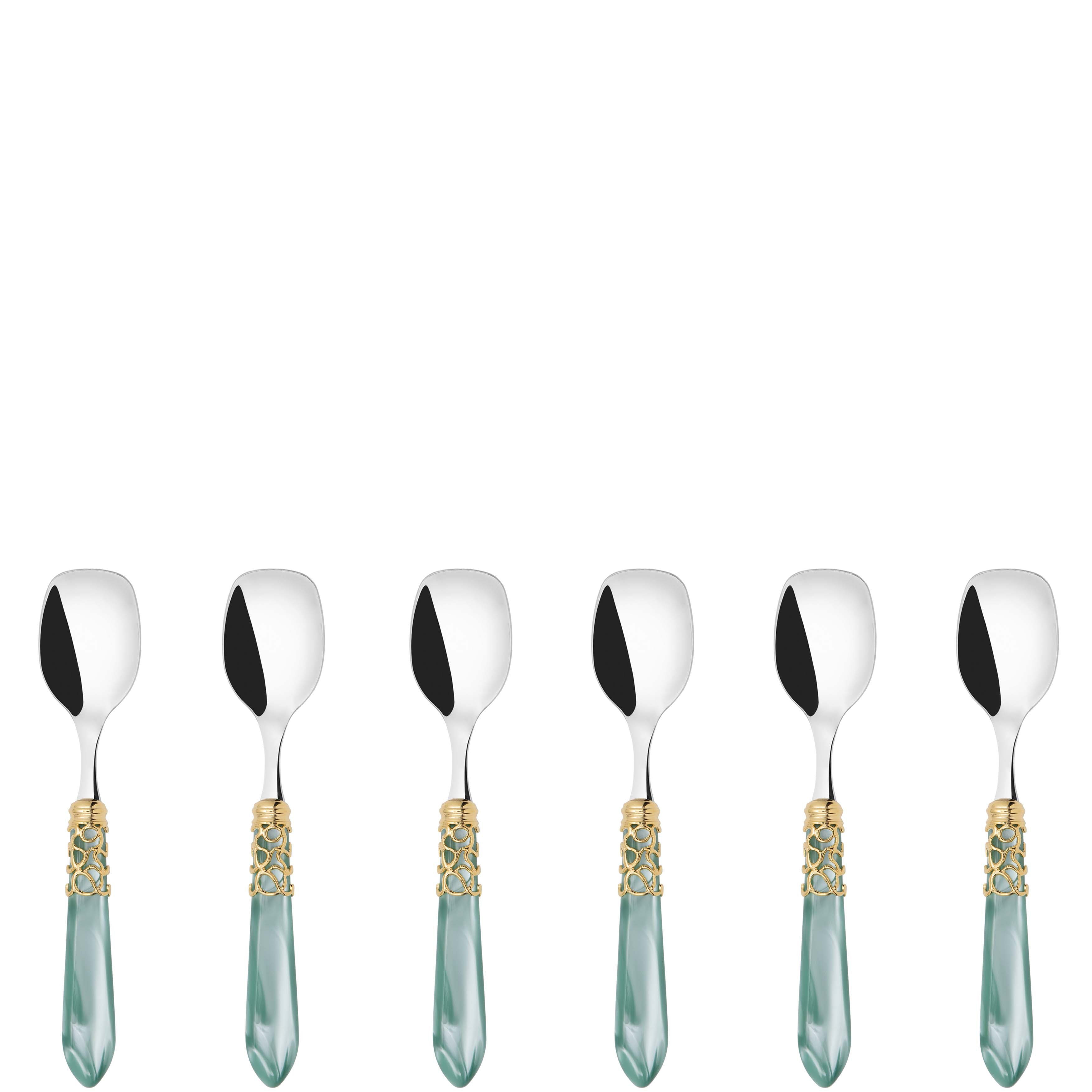Melodia Gold Ice Cream Spoons Set in gift box - aqua