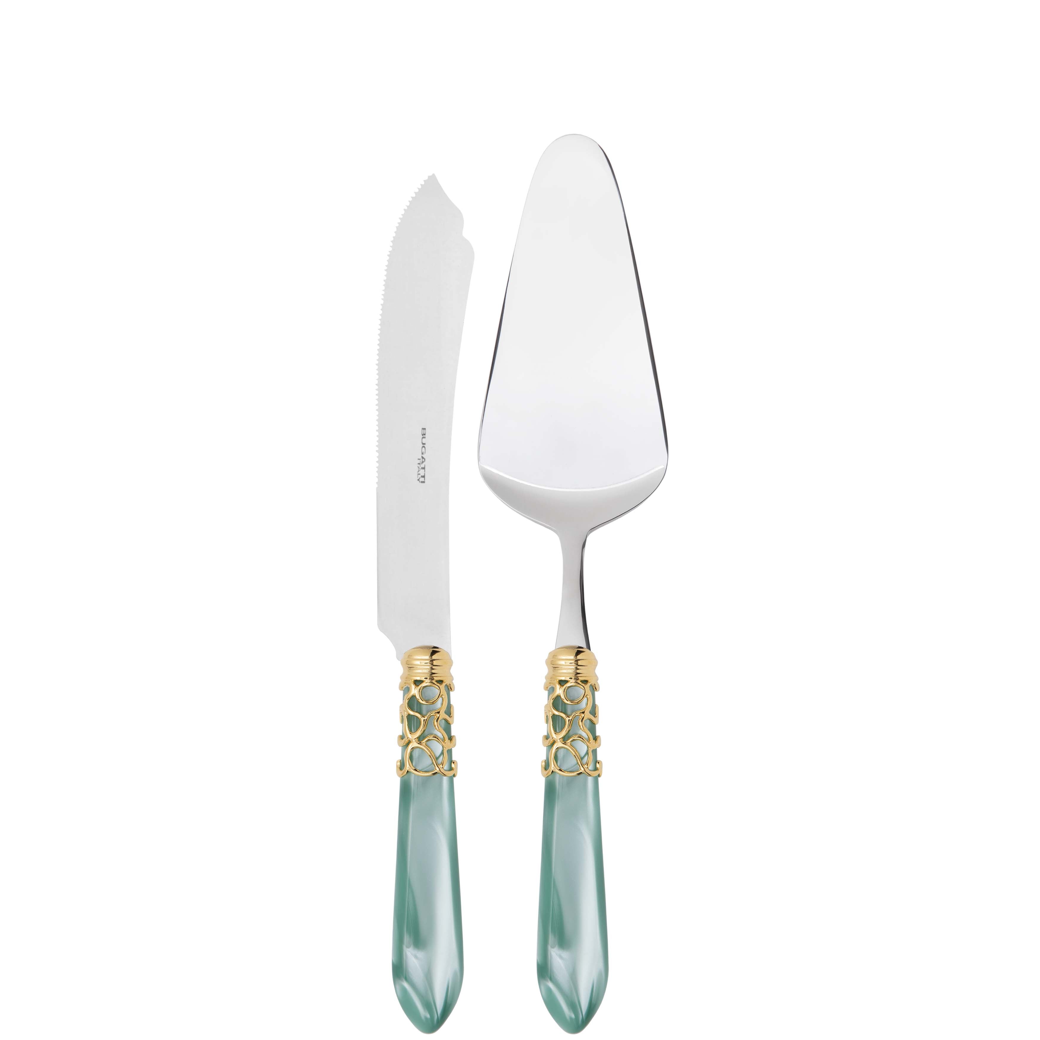 Melodia Gold 2 Piece Cake Serving set - Aqua