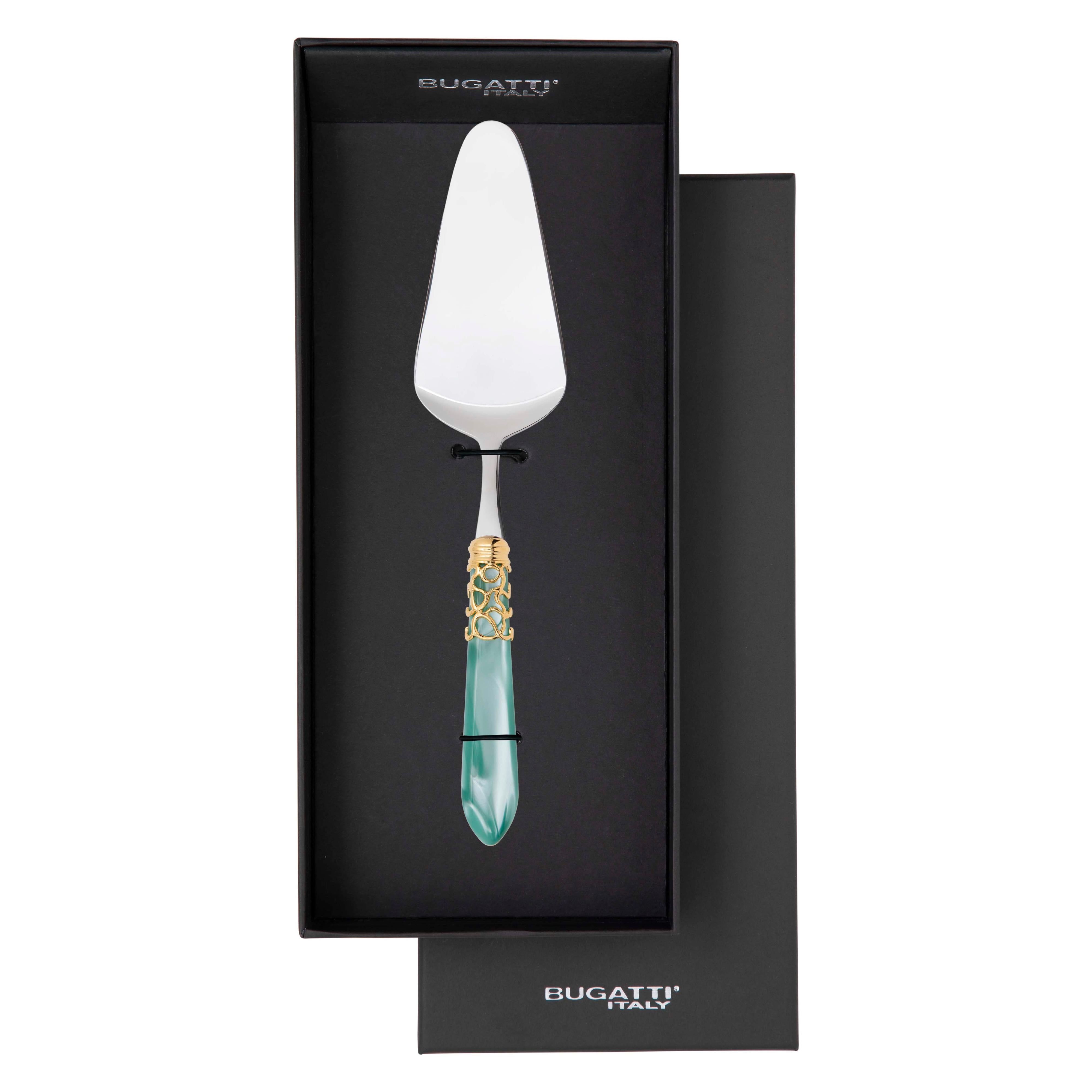 Melodia Gold Cake Server in gift box - aqua