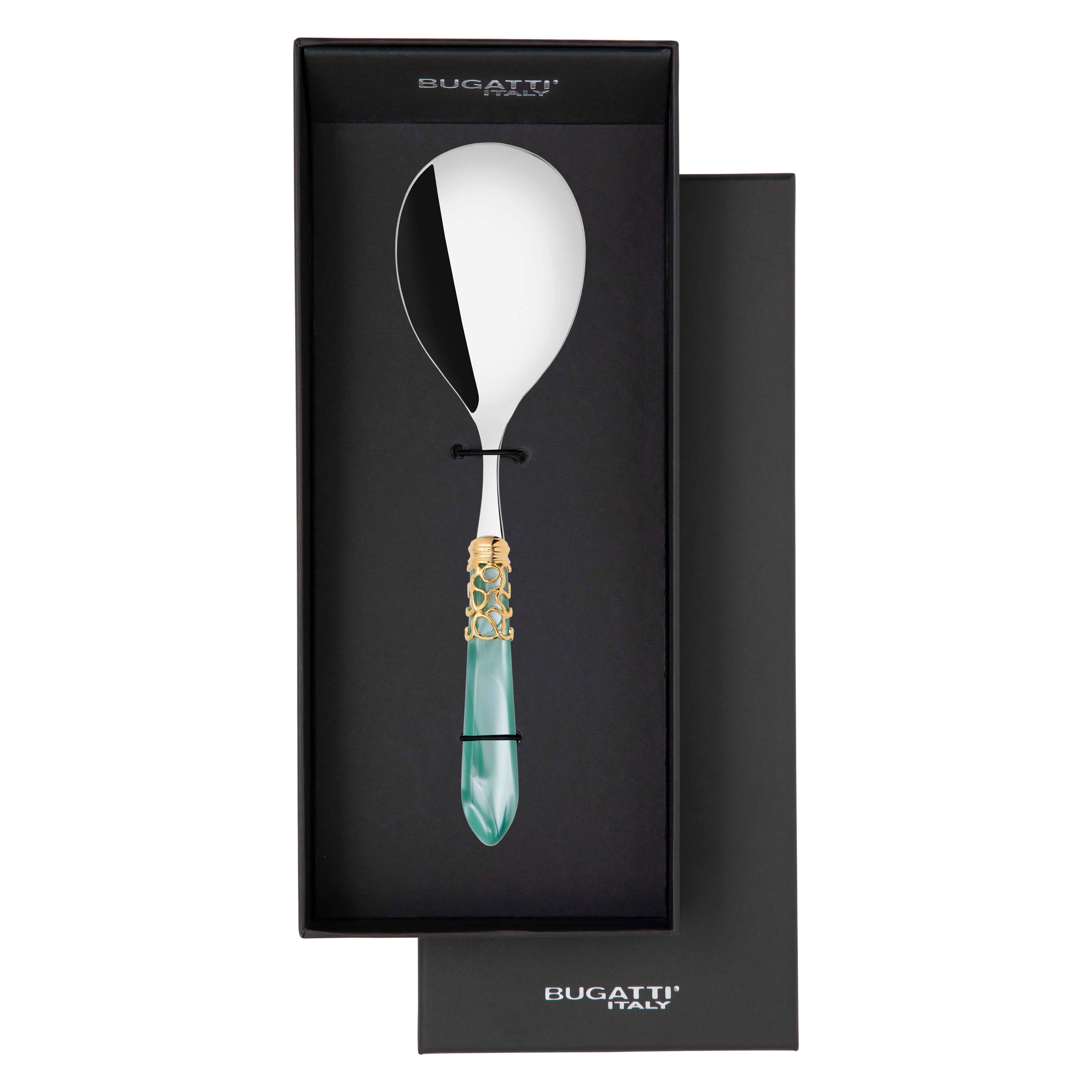 Melodia Gold Rice Casserole Serving Spoon in gift box - aqua