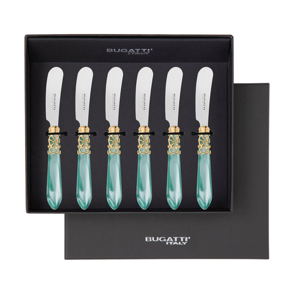 Melodia Gold Spreader / Butter Knife Set - Aqua