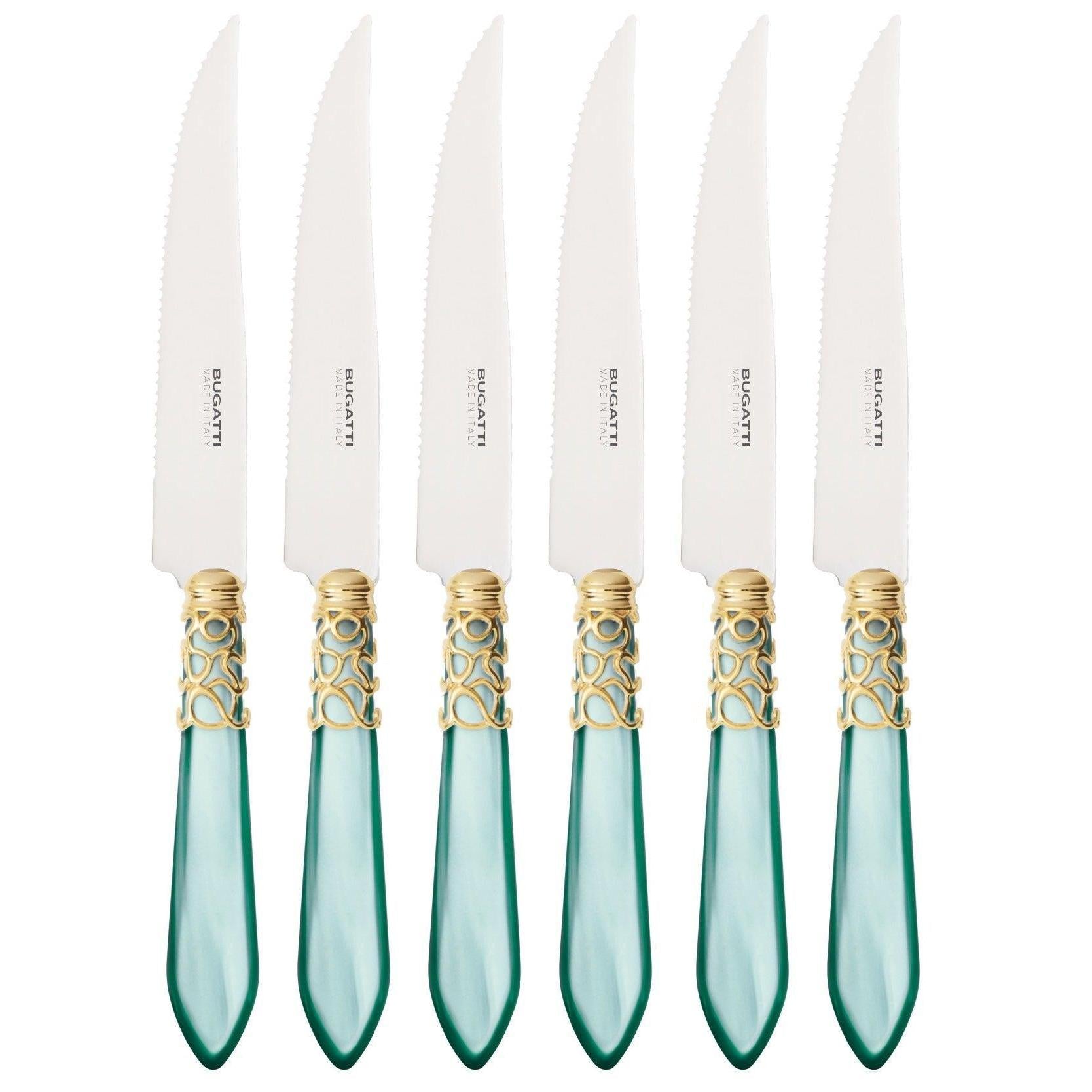 Melodia Gold 6 Piece Steak knife Set - Aqua