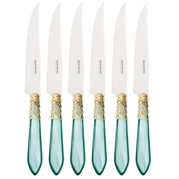 Melodia Gold 6 Piece Steak knife Set - Aqua