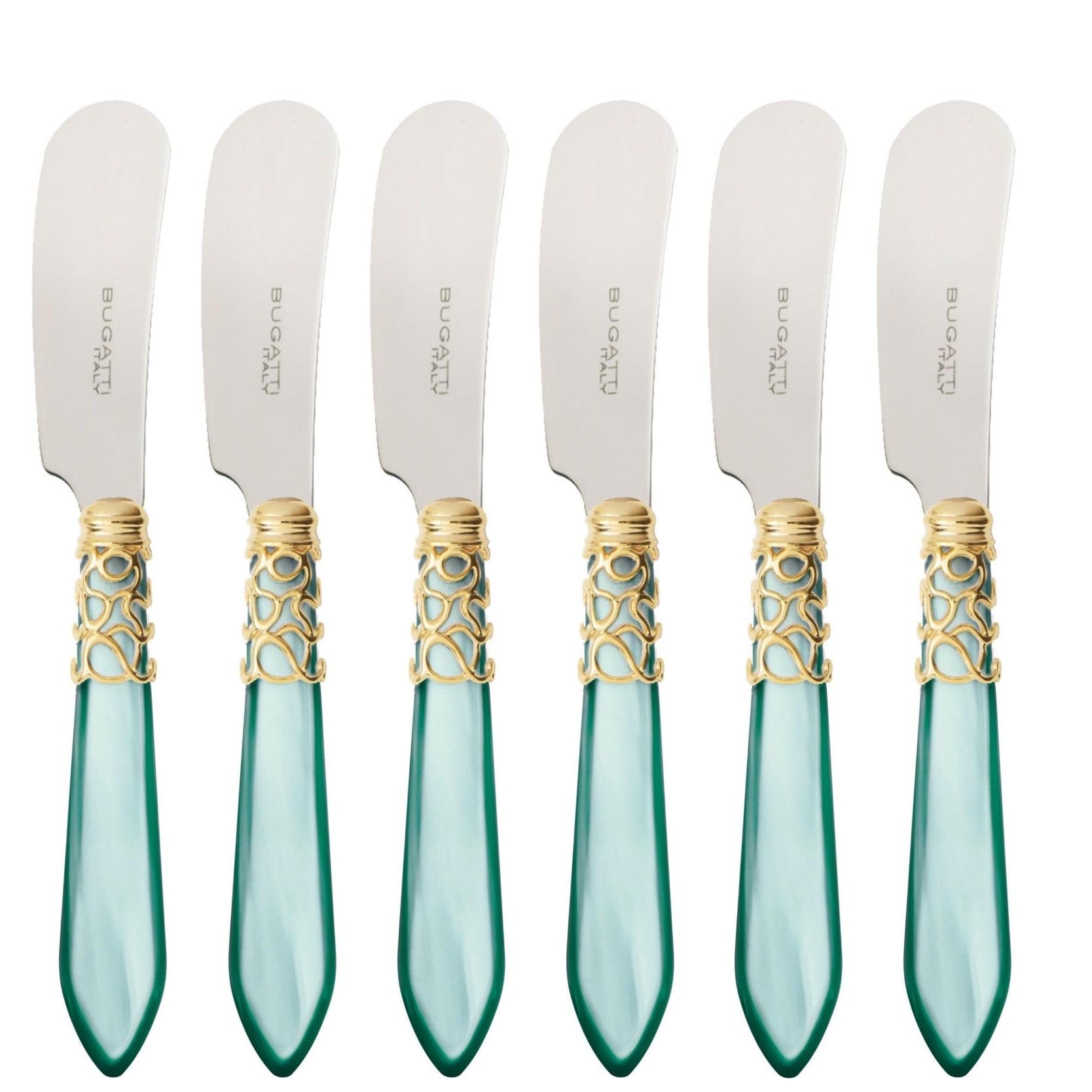 Melodia Gold Spreader / Butter Knife Set - Aqua