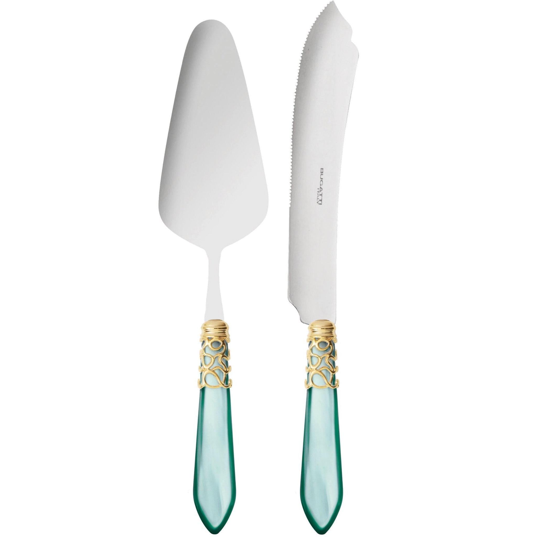 Melodia Gold 2 Piece Cake Serving set - Aqua