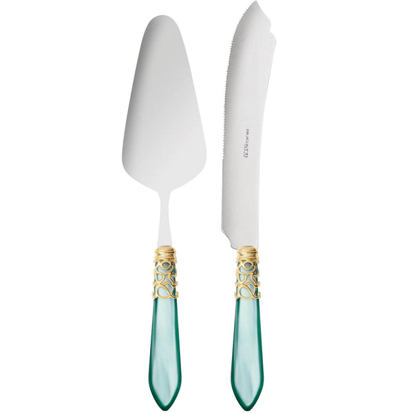 Melodia Gold 2 Piece Cake Serving set - Aqua