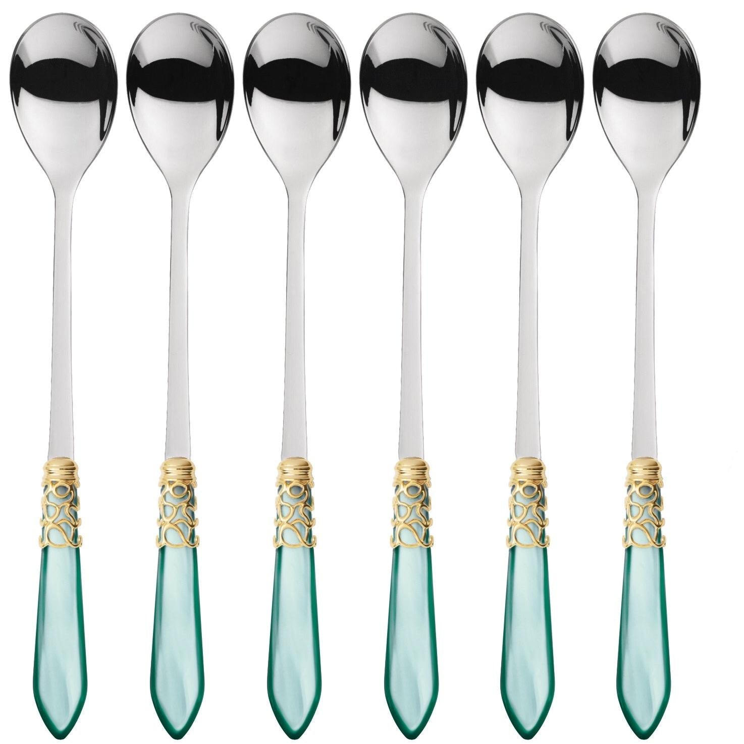 Melodia Gold Ice Tea / Cocktail Spoon Set - Aqua